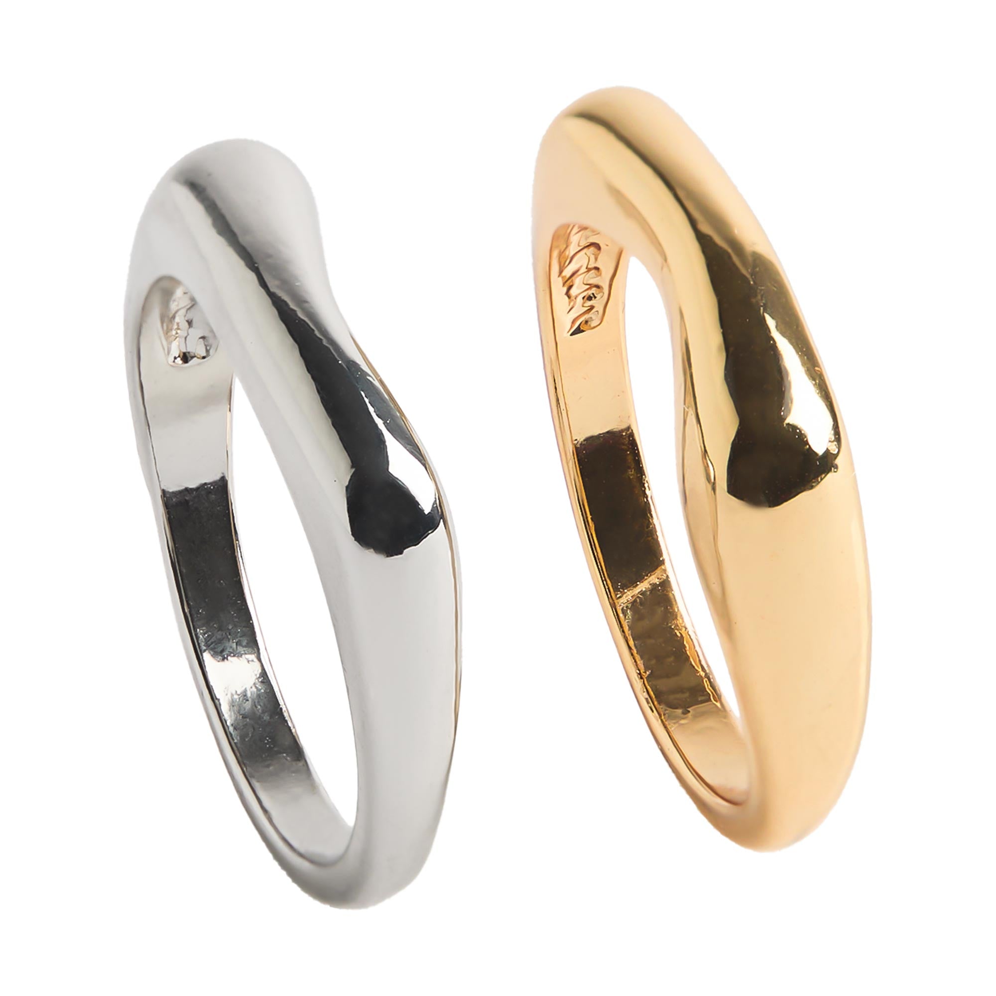 Set De Anillos Bicolor Cuadrados