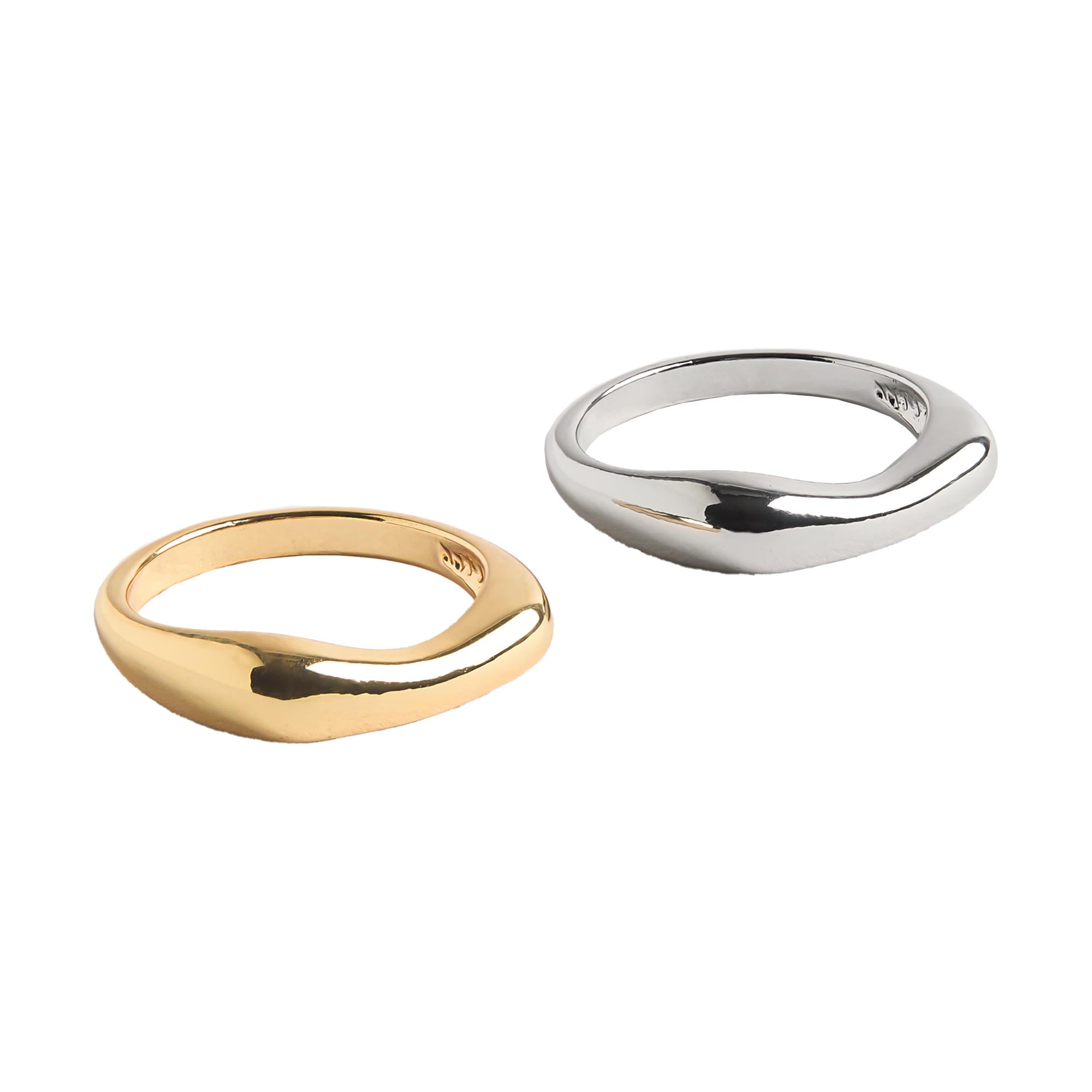 Set De Anillos Bicolor Cuadrados
