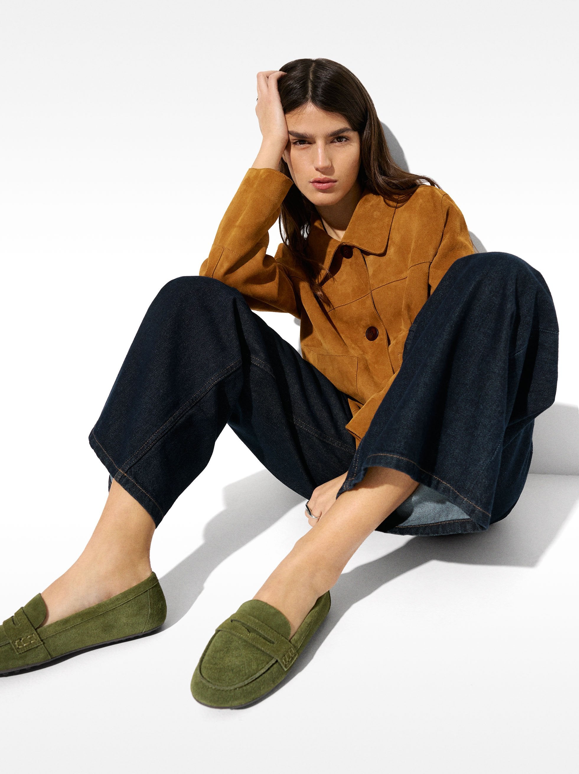 Mocasines De Cuero Con Pespuntes