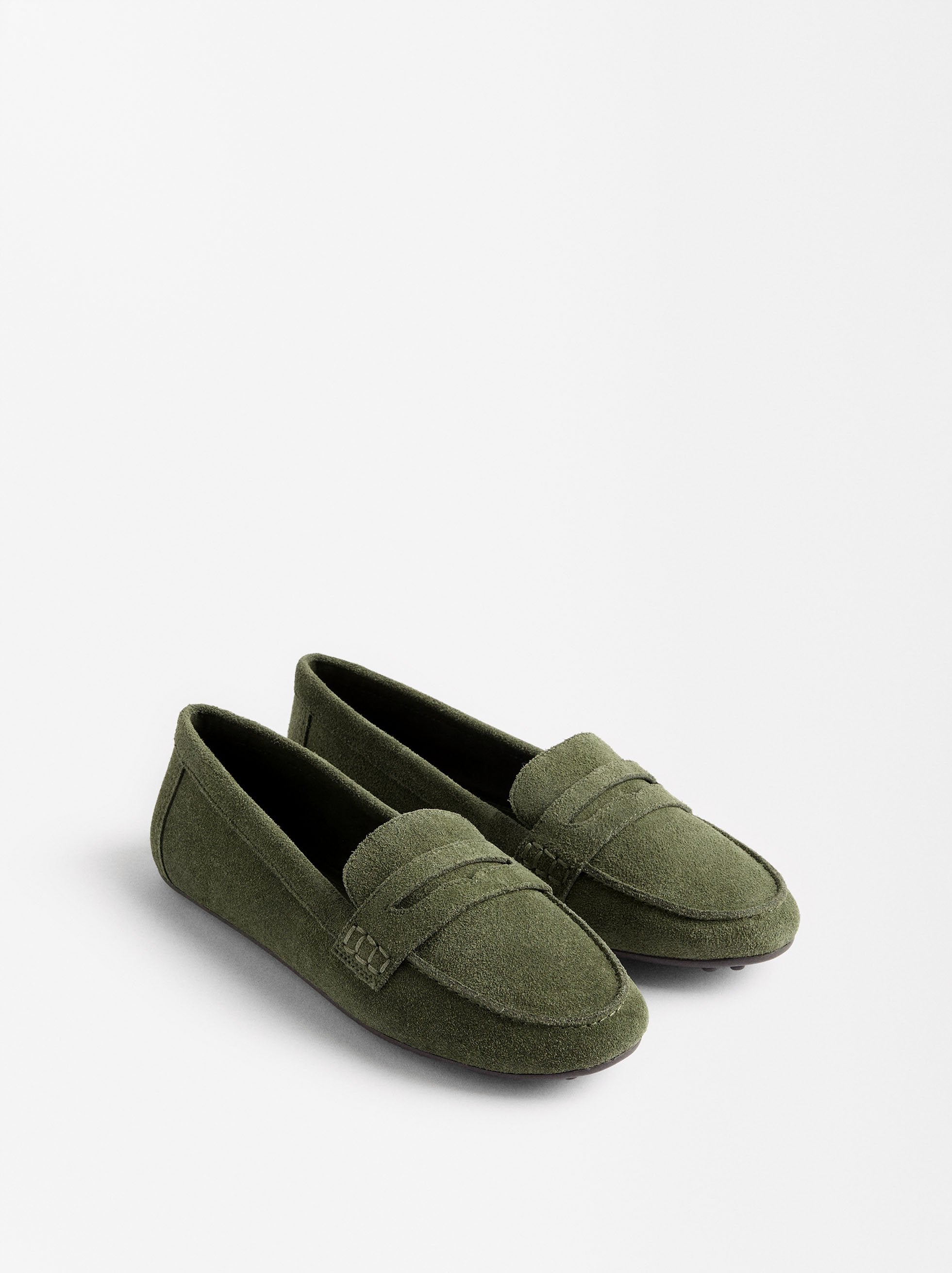 Mocasines De Cuero Con Pespuntes