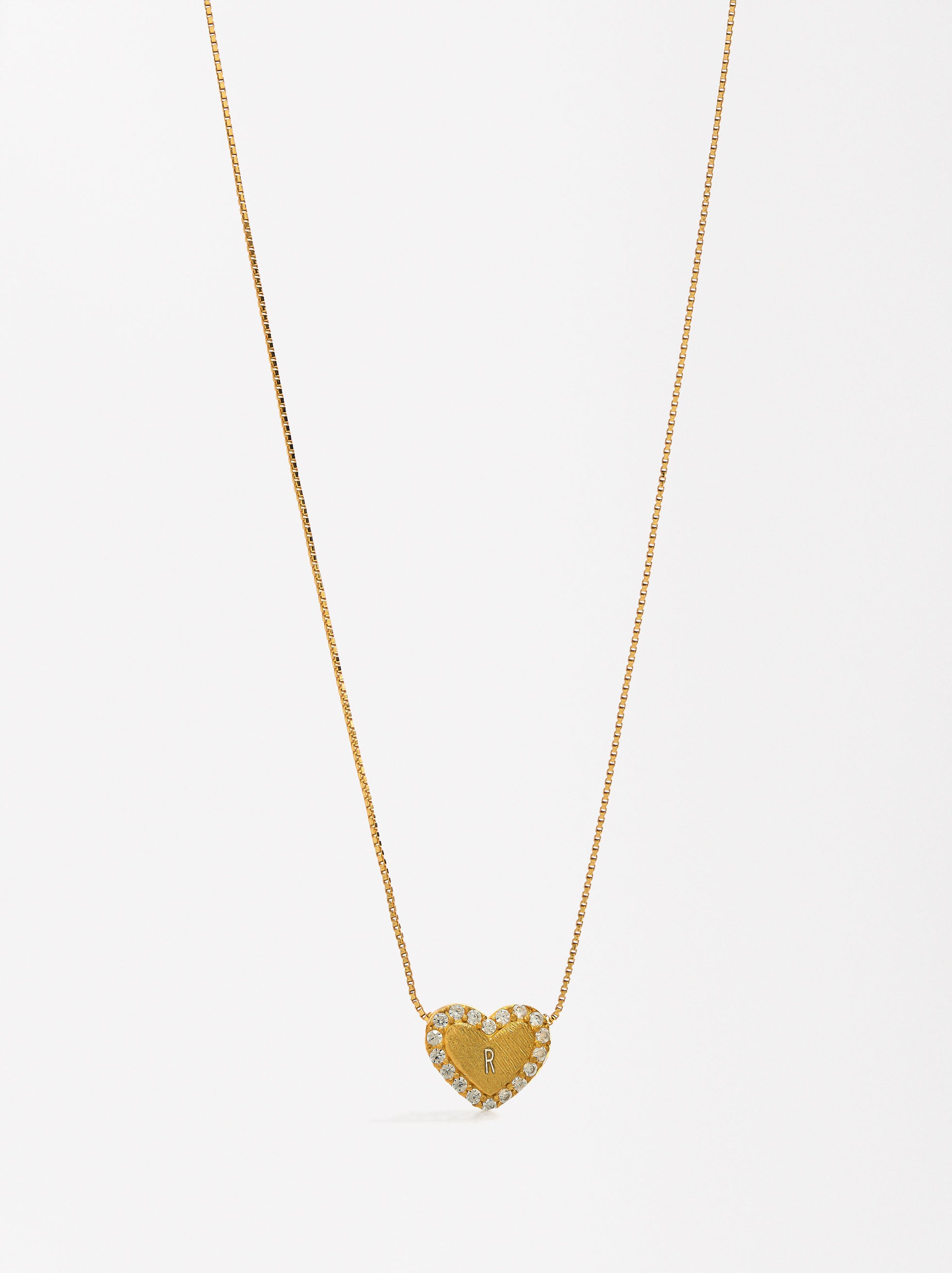 Collar Colgante De Corazón Con Circonitas - Plata De Ley 925
