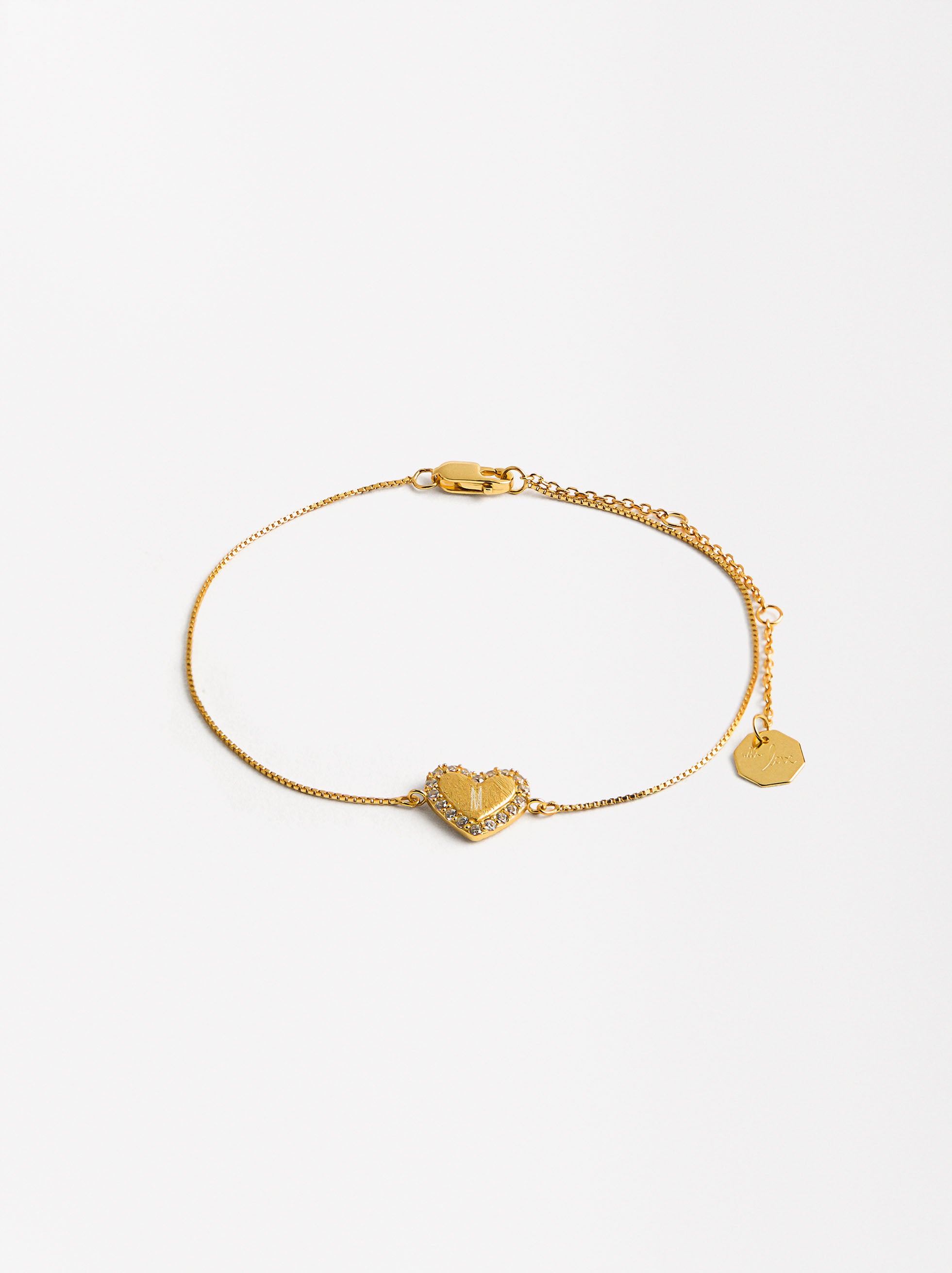 Pulsera Corazón Con Circonitas - Plata De Ley 925