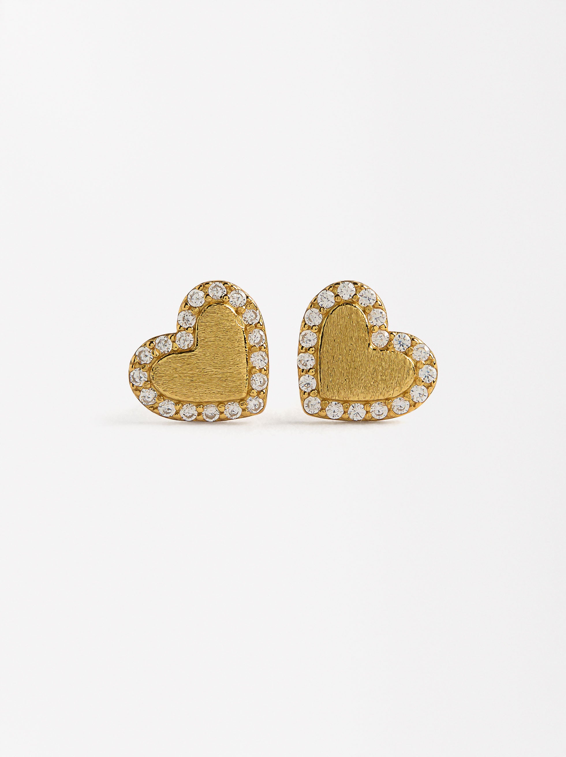 Pendientes Corazón Con Circonitas - Plata De Ley 925