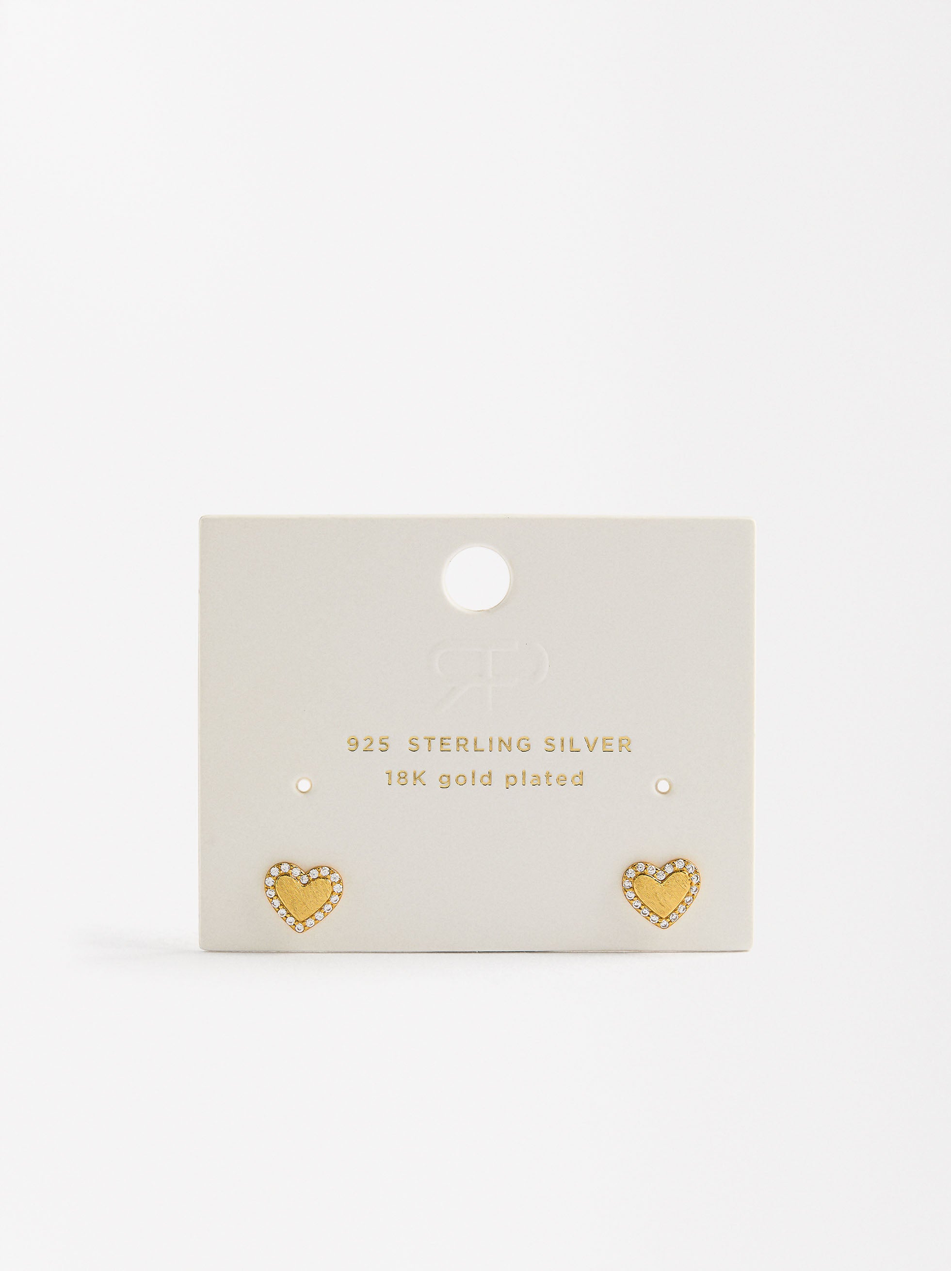 Aretes Corazón Con Circonitas - Plata De Ley 925