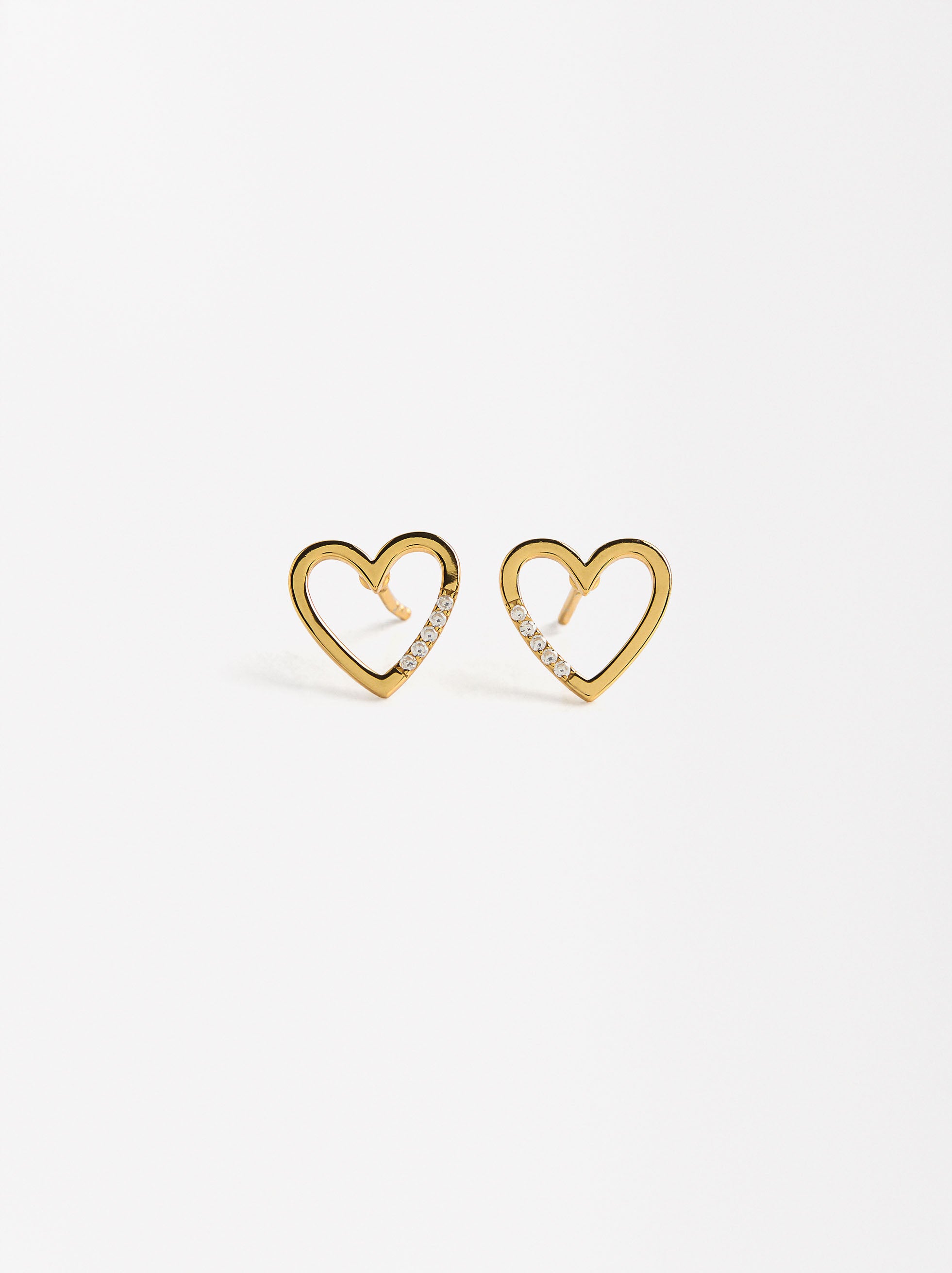 Pendientes Corazón Con Circonitas - Plata De Ley 925