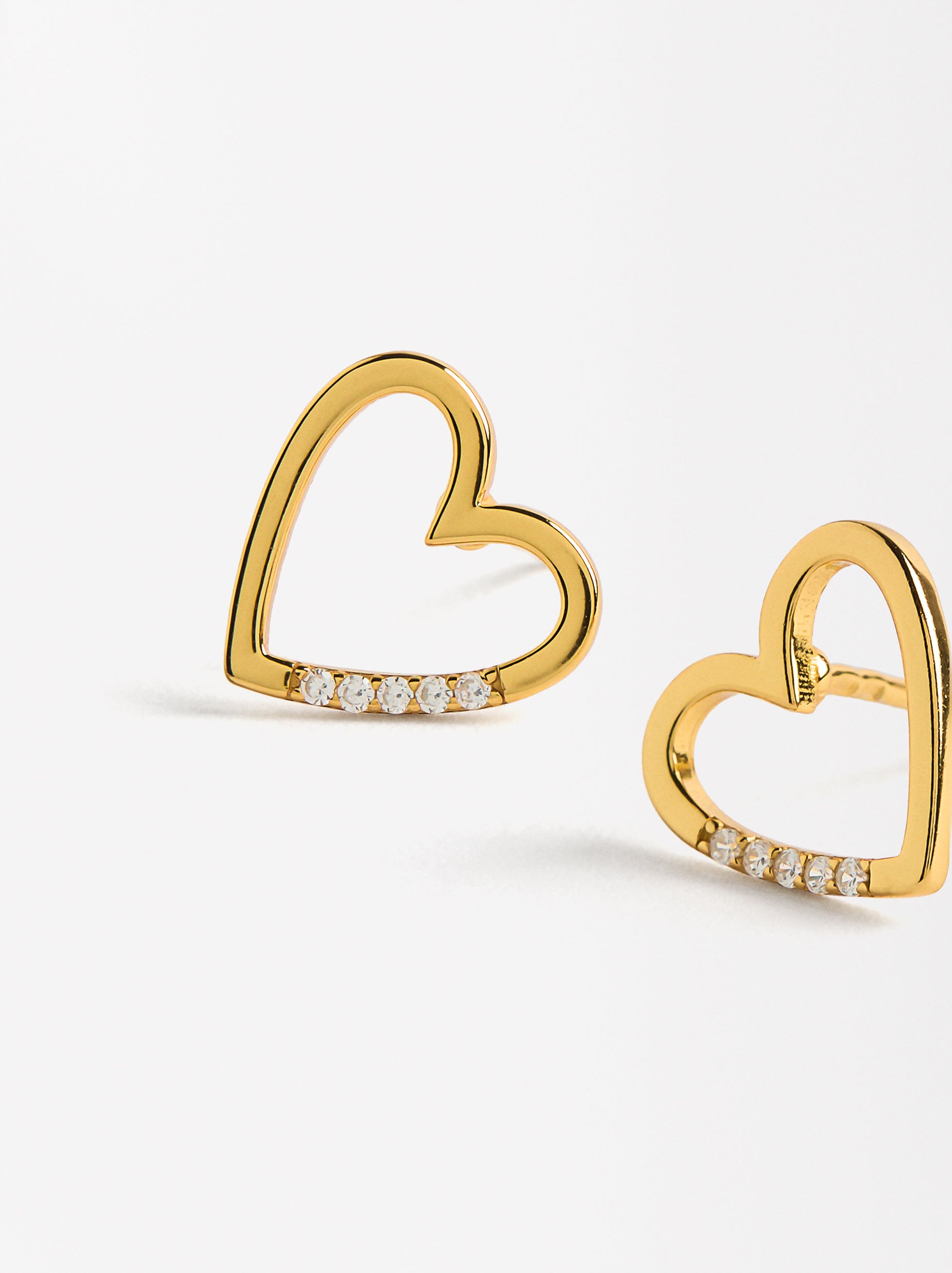 Aretes Corazón Con Circonitas - Plata De Ley 925