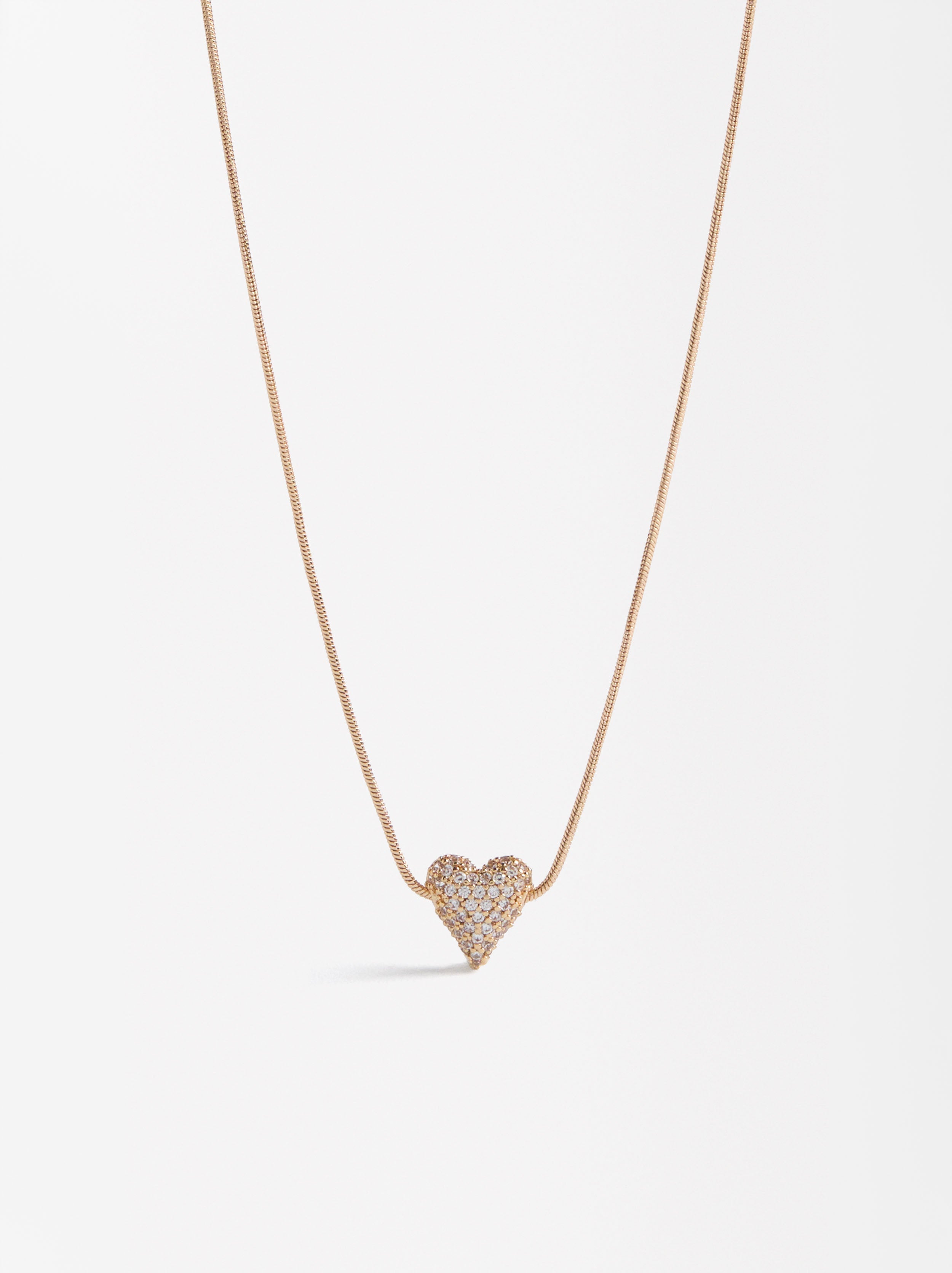 Collar Colgante De Corazón Con Circonitas