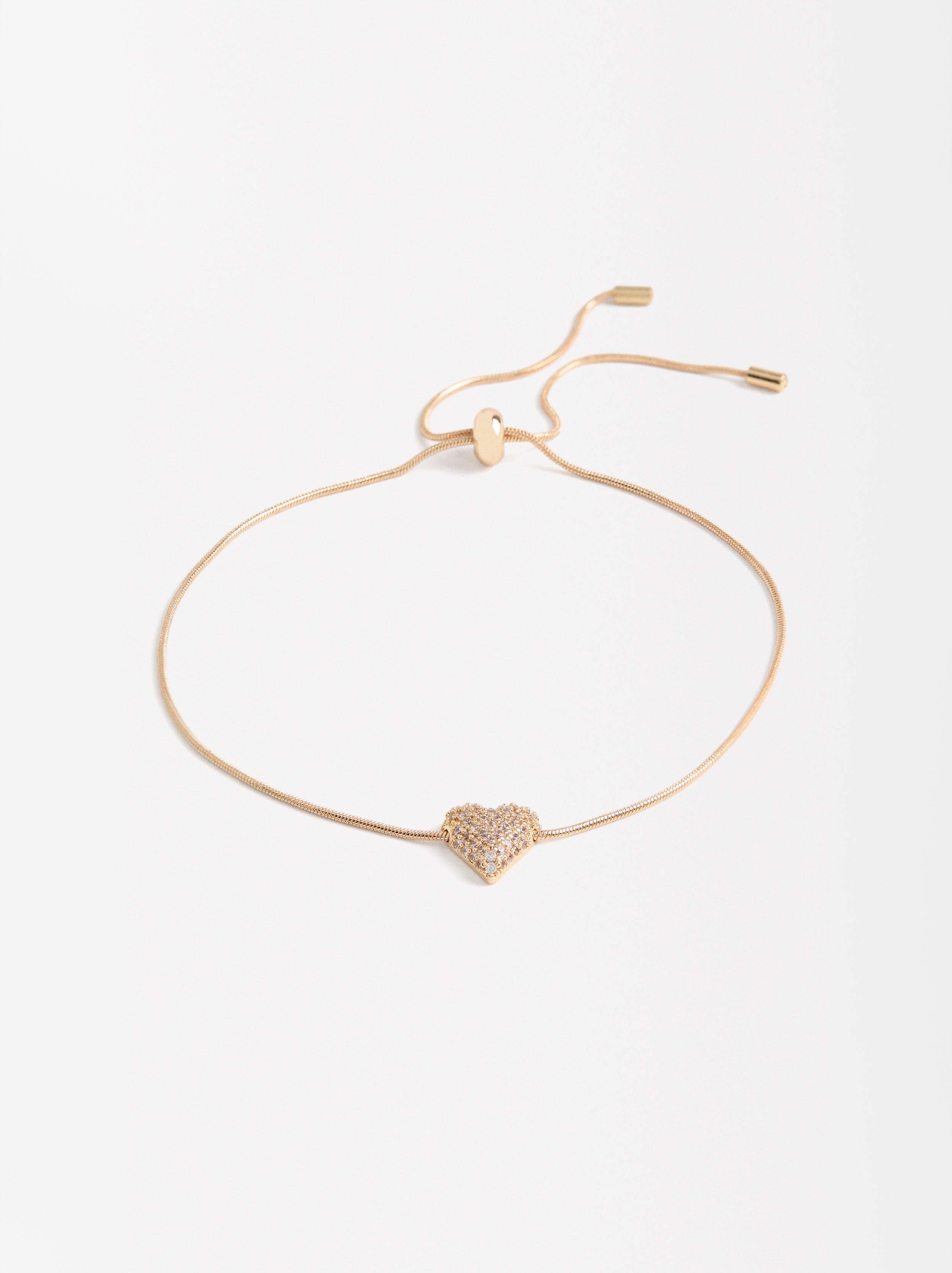 Pulsera Ajustable De Corazón Con Circonitas