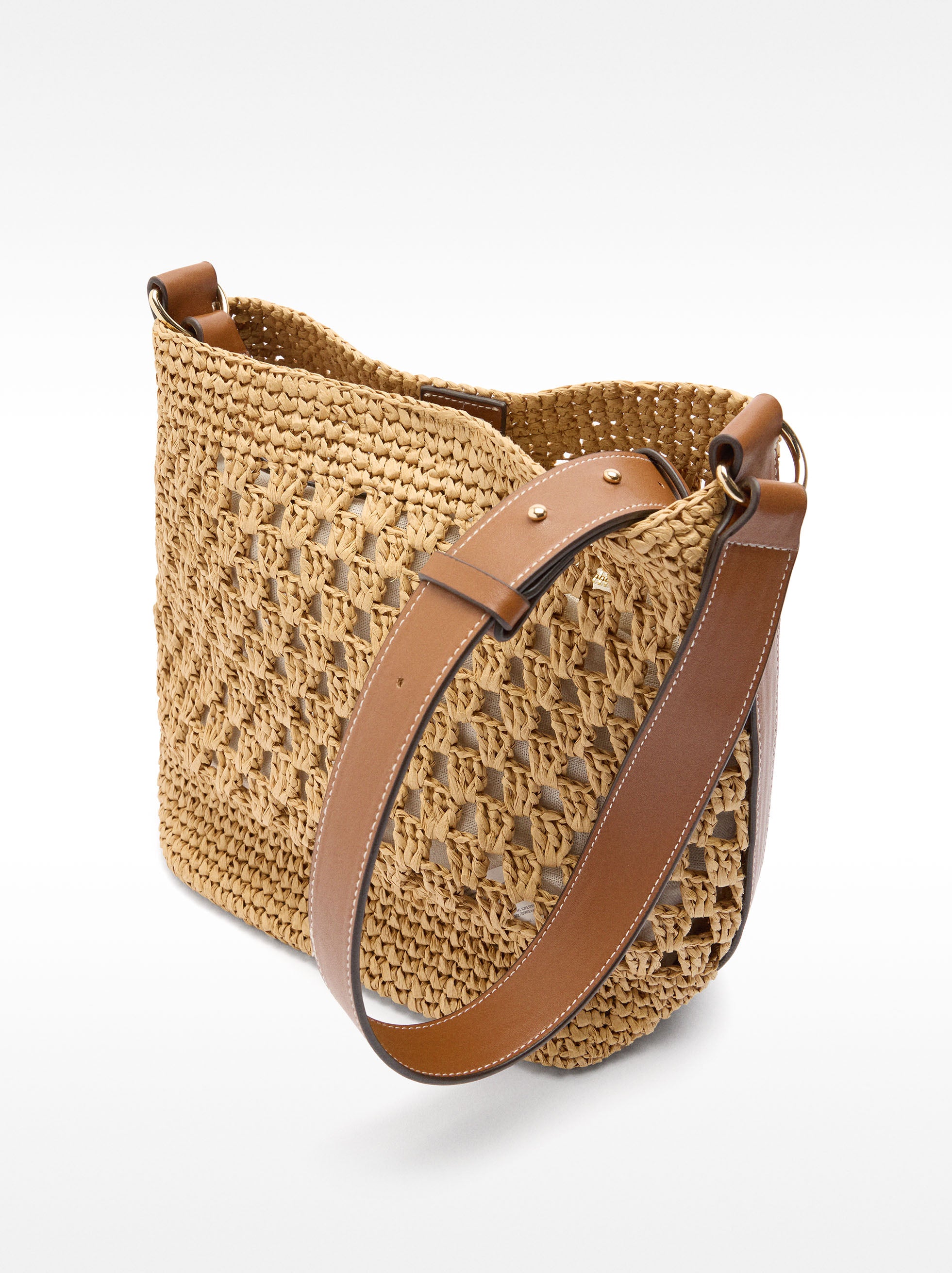 Bolso Hombro Efecto Rafia