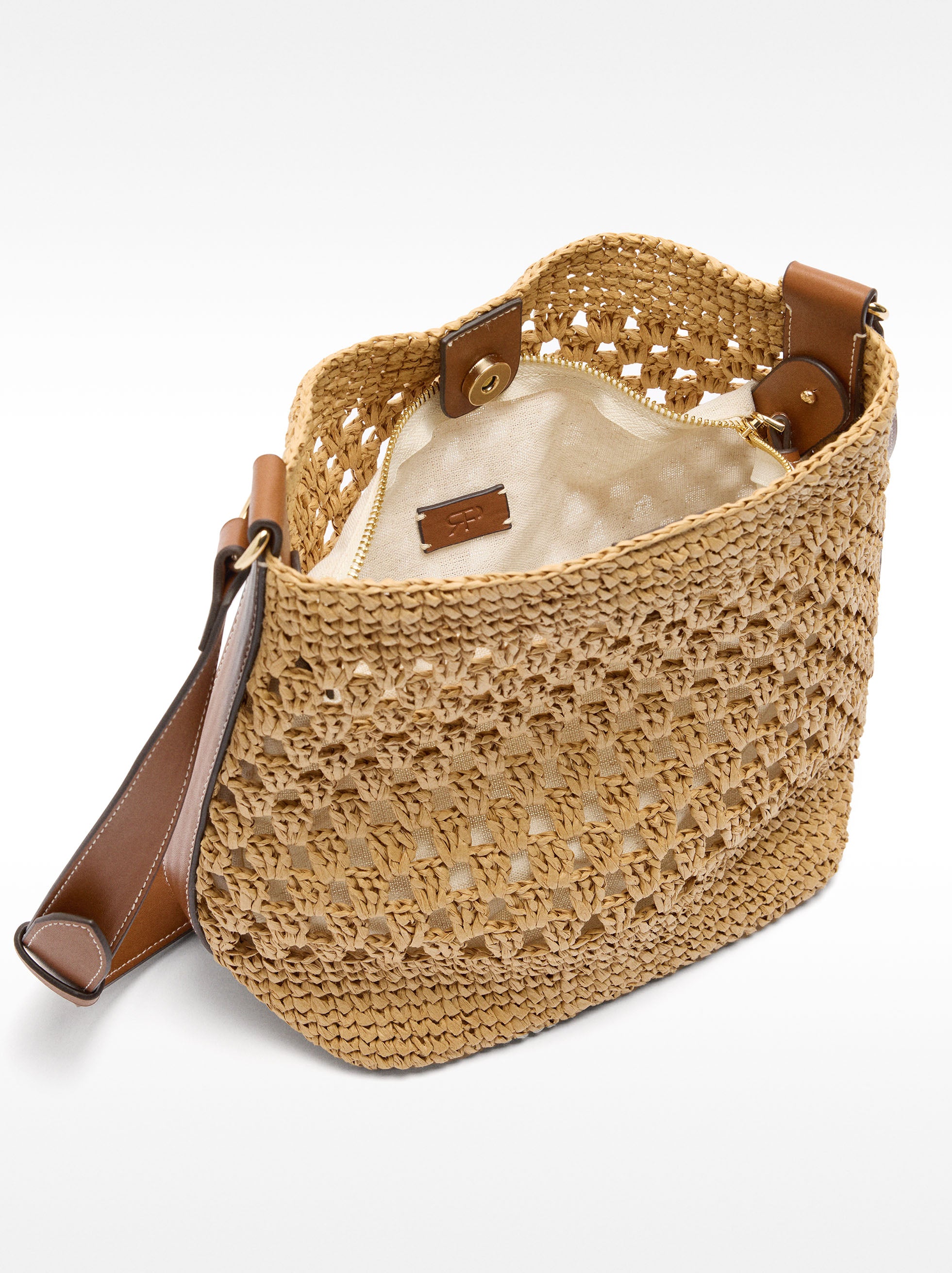 Bolso Hombro Efecto Rafia