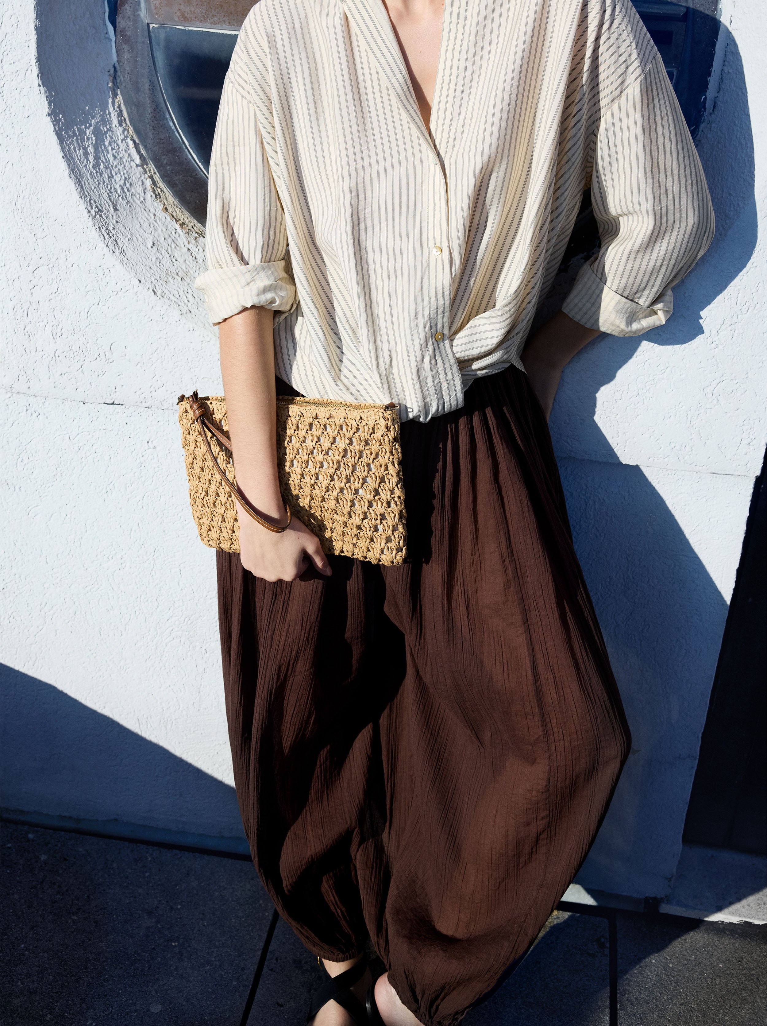 Bolso De Mano Efecto Rafia