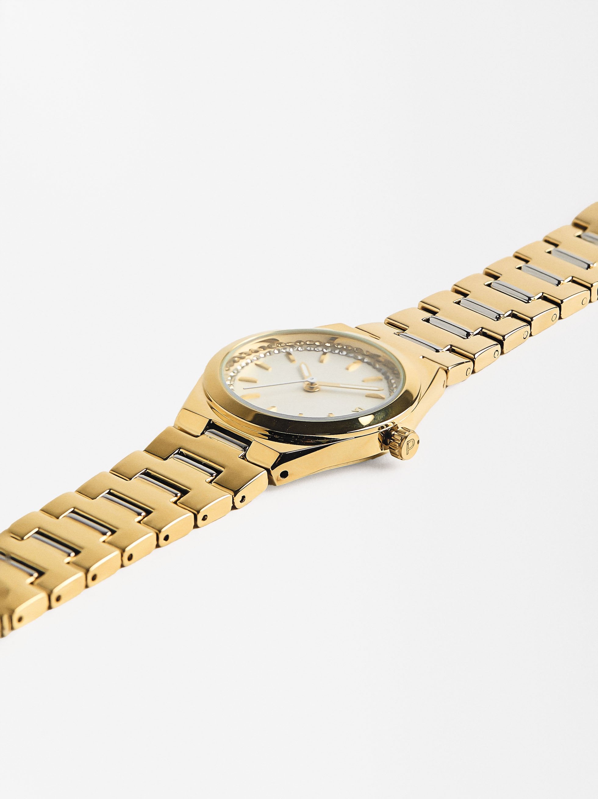 Reloj Dorado Con Pulsera De Acero Inoxidable