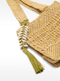 Bolso Tote Efecto Rafia Con Detalle De Conchas Colgante M