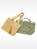 Bolso Tote Efecto Rafia Con Detalle De Conchas Colgante M