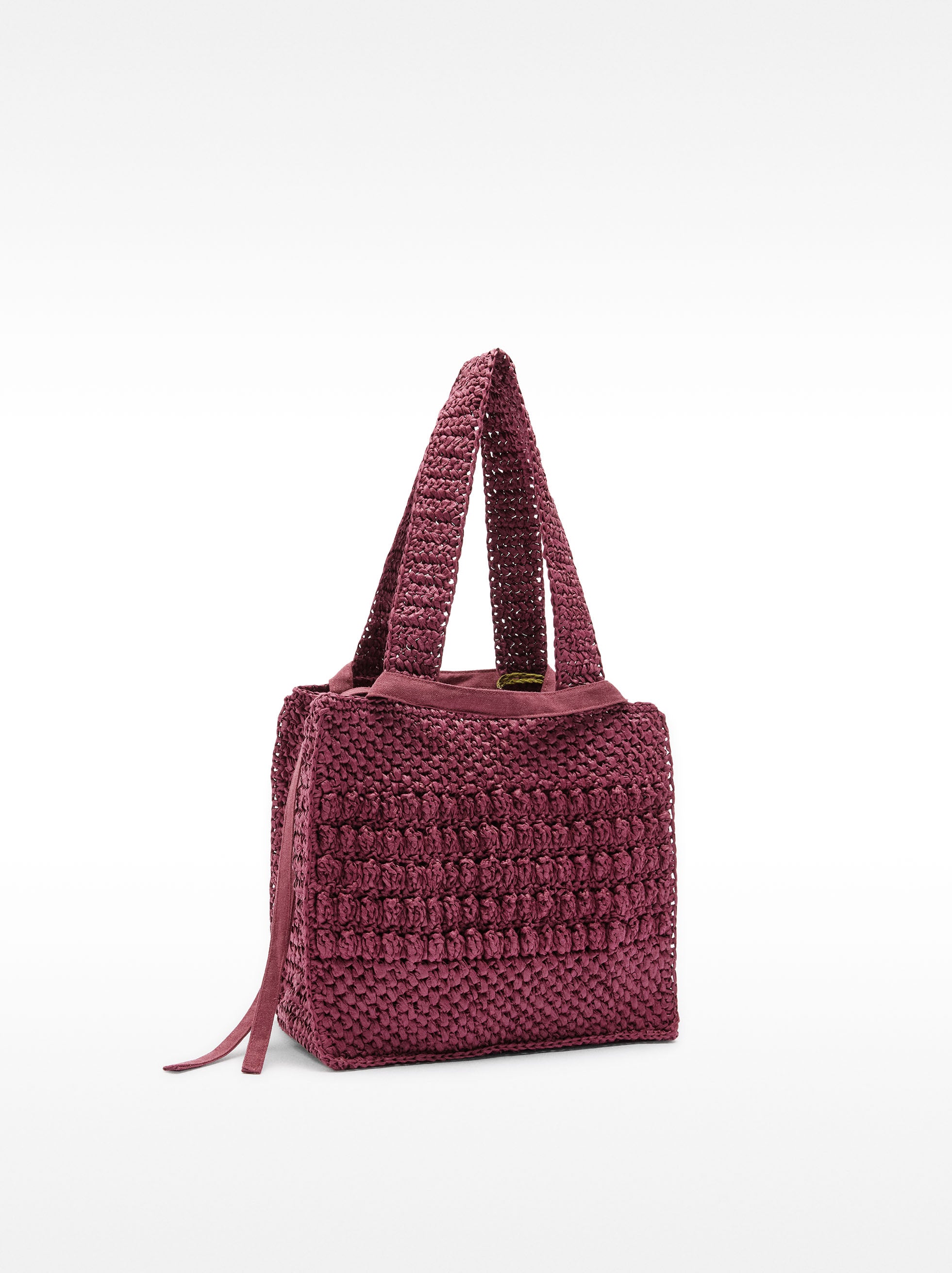 Bolso Tote Efecto Rafia Con Detalle De Conchas Colgante M