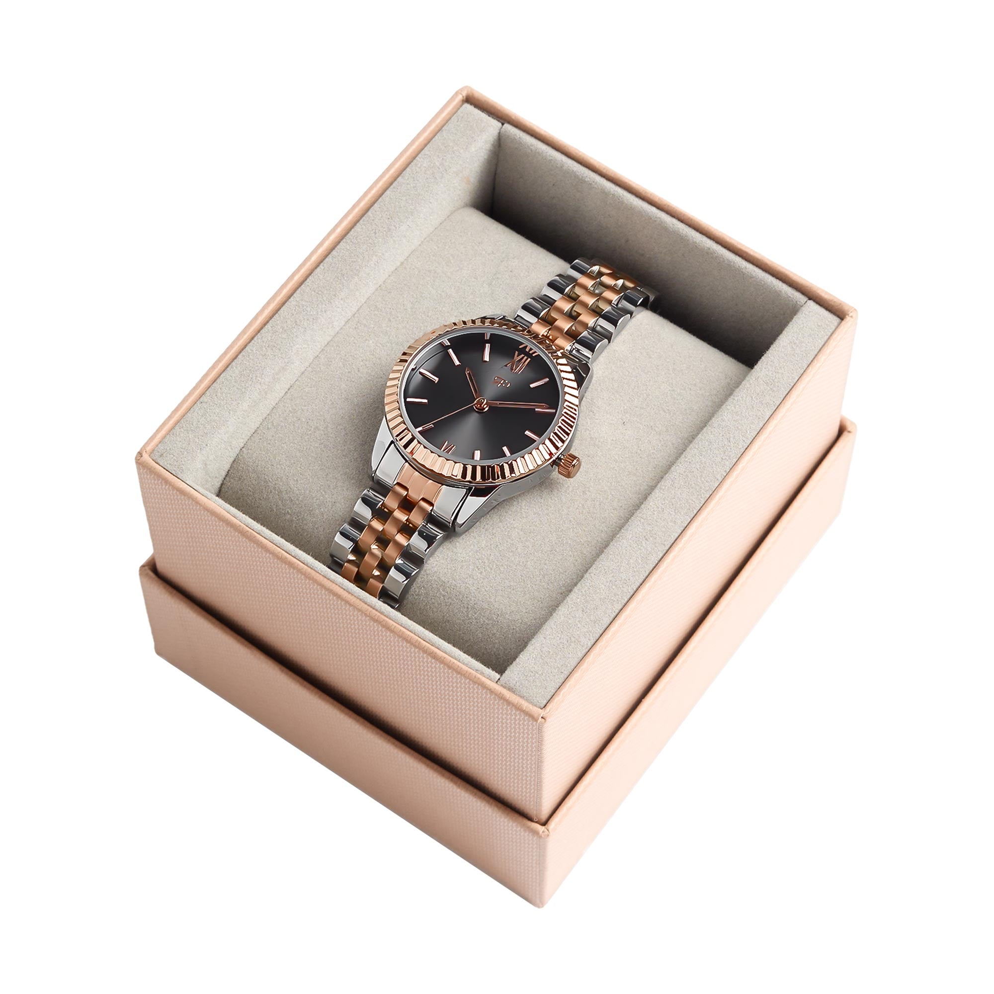 Reloj Con Pulsera De Acero Bicolor