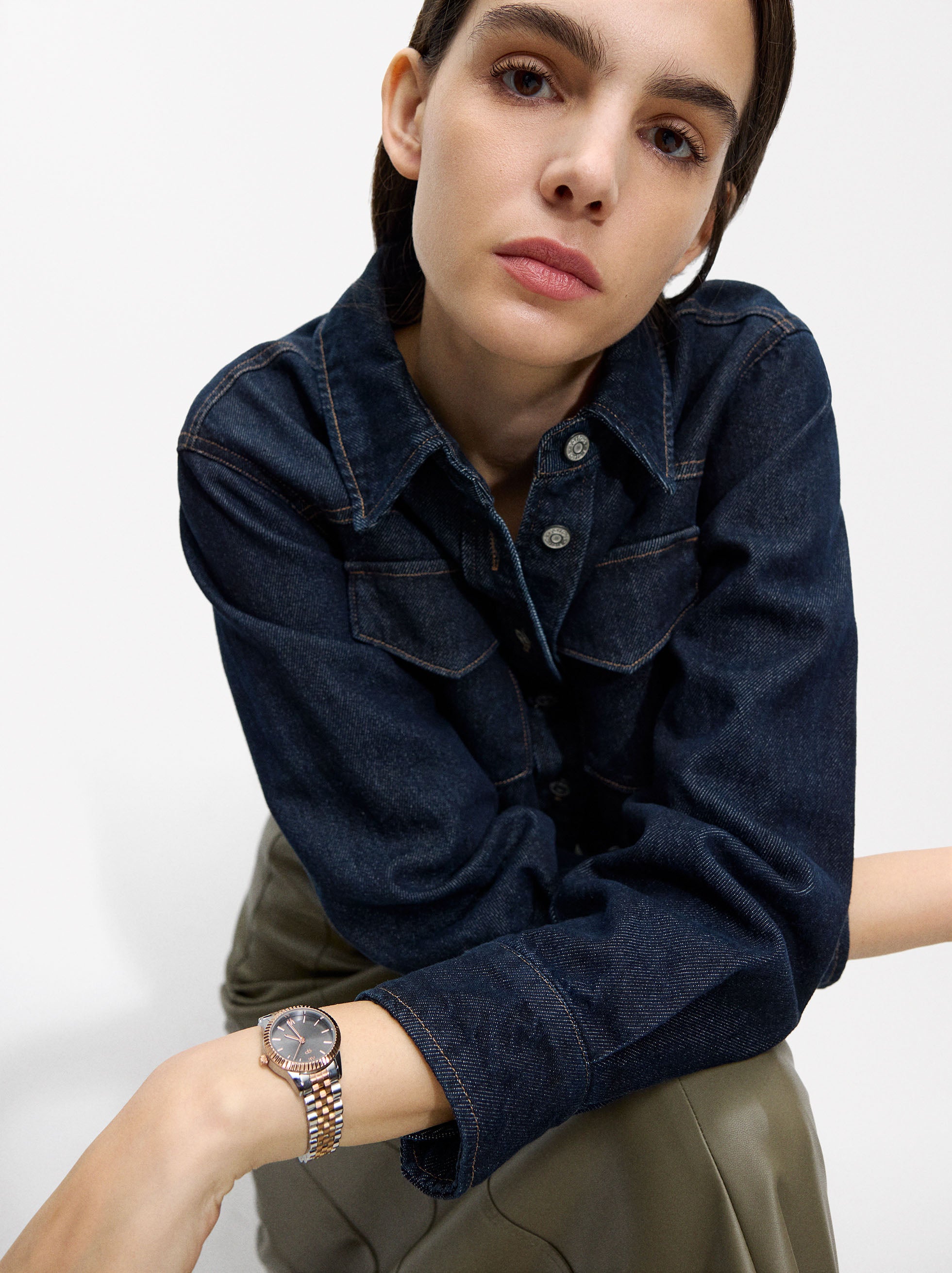 Reloj Con Pulsera De Acero Bicolor