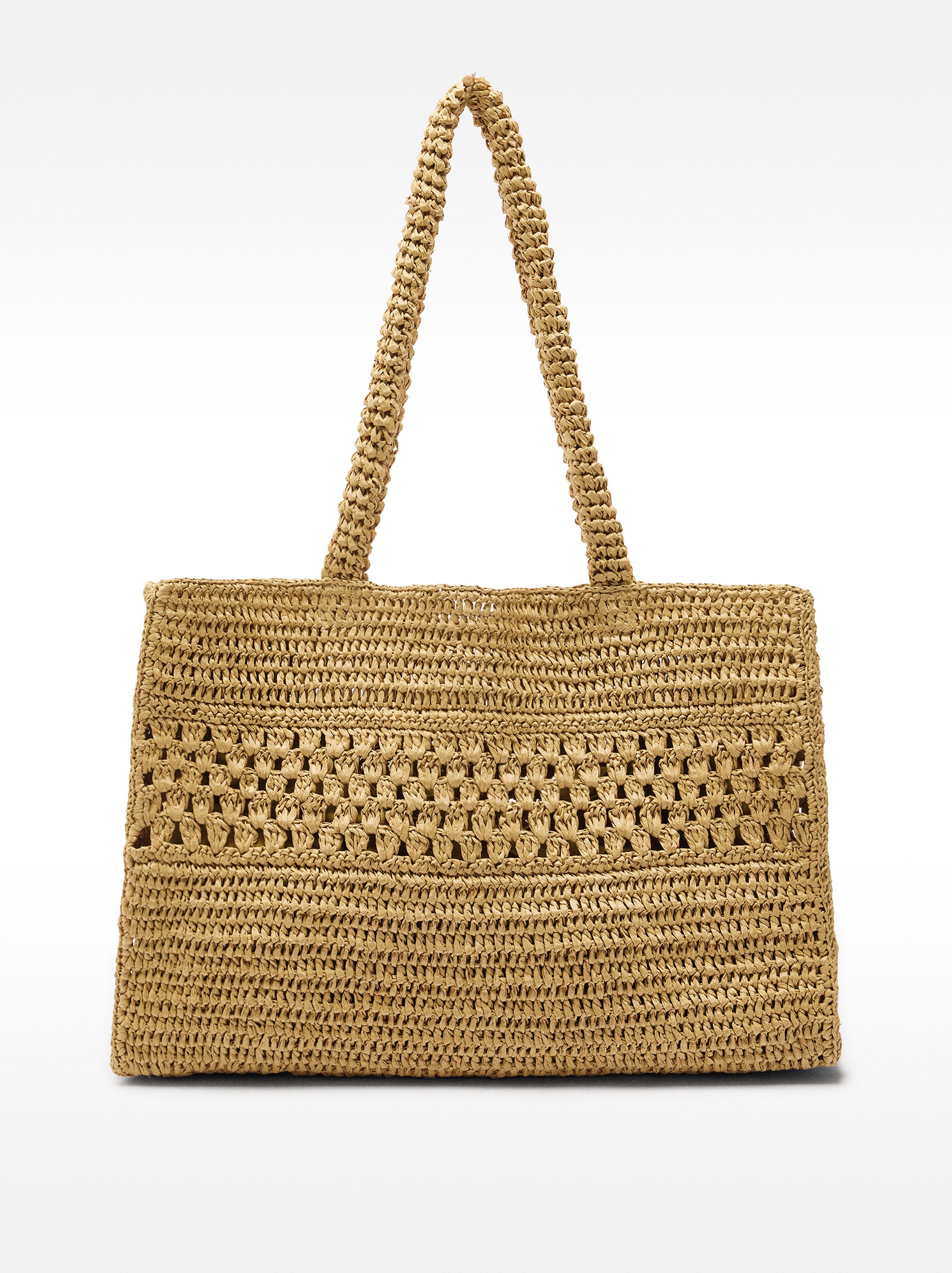 Bolso Shopper Efecto Rafia Con Detalle Trenzado