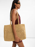 Bolso Shopper Efecto Rafia Con Detalle Trenzado