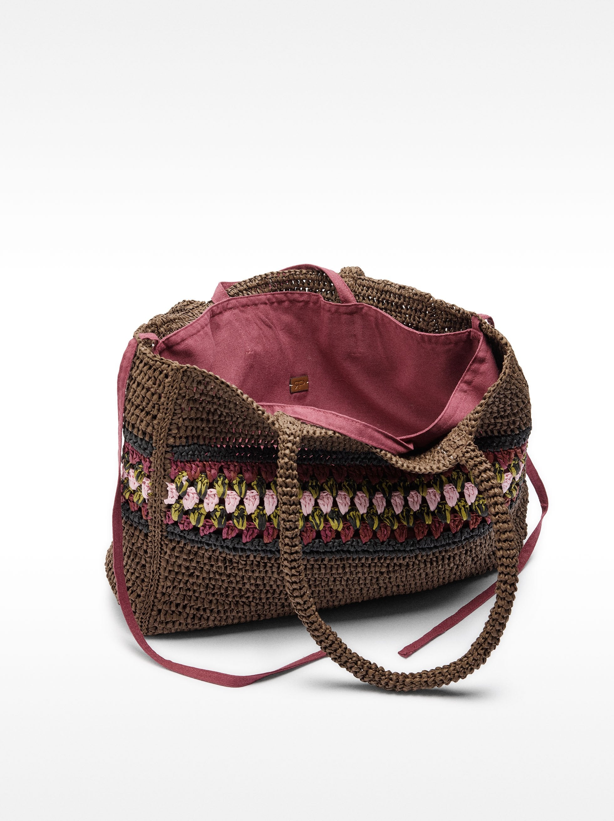 Bolso Shopper Efecto Rafia Con Detalle Trenzado