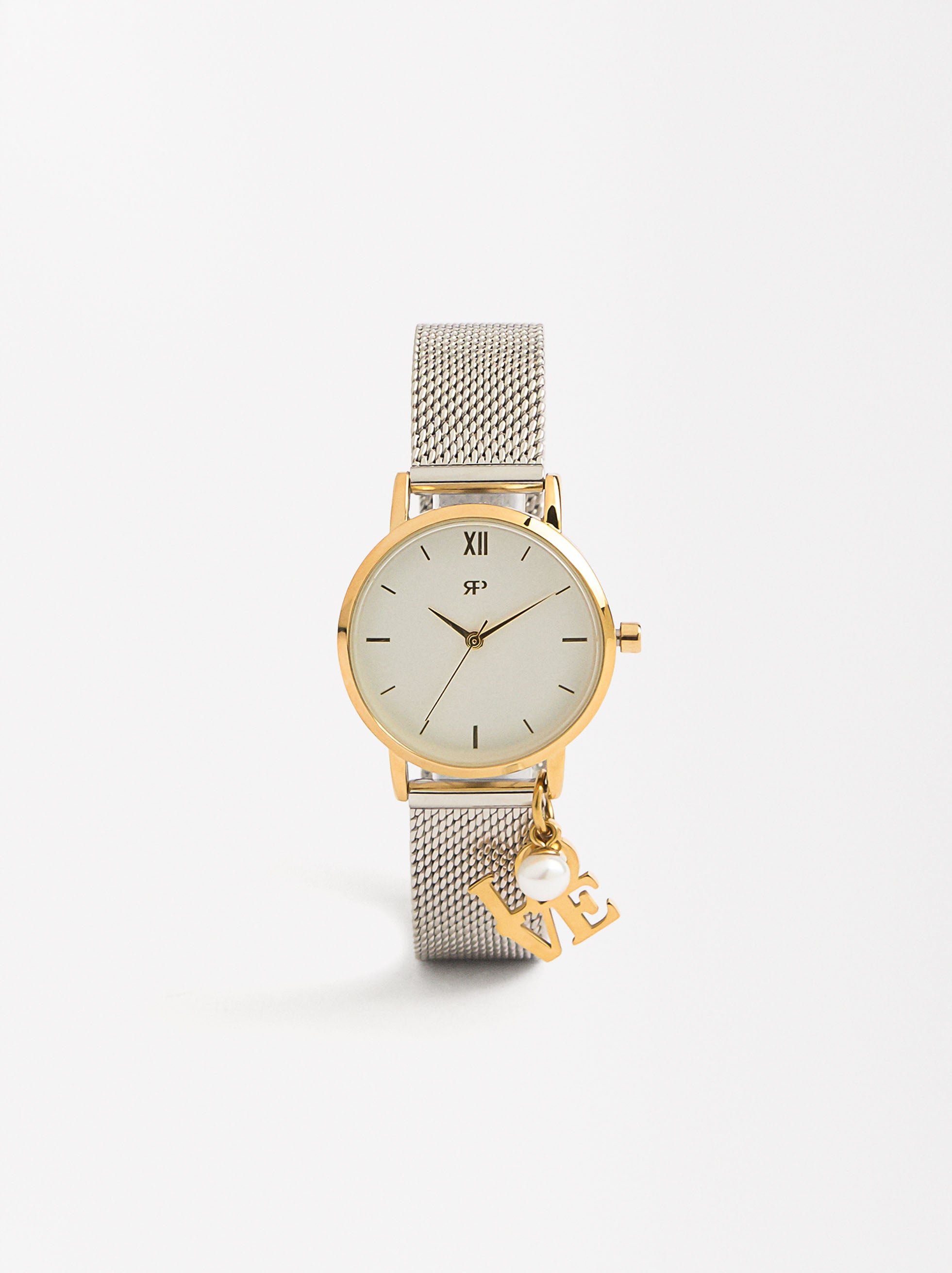 Reloj Pulsera De Acero Inoxidable Con Charm