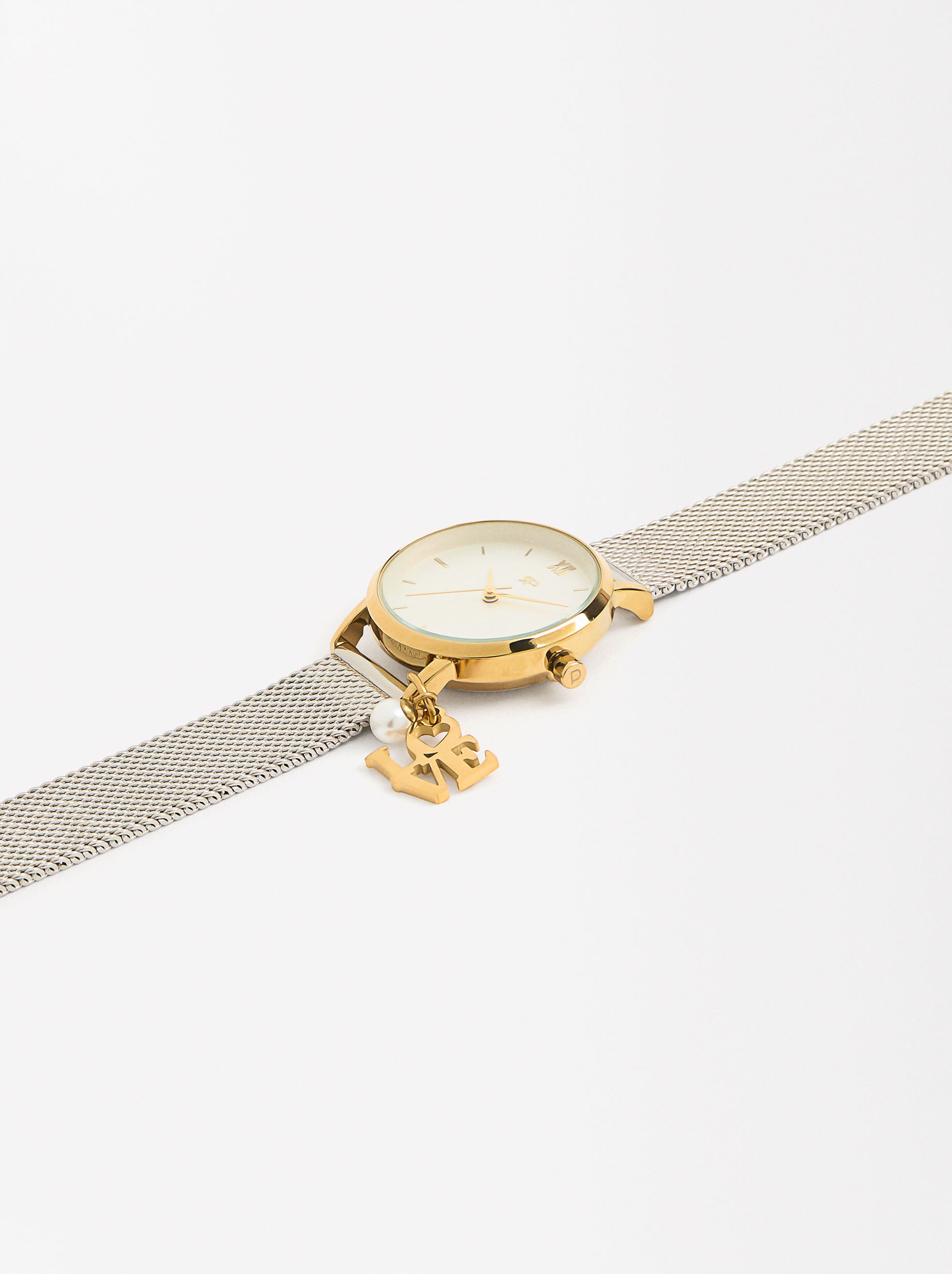Reloj Pulsera De Acero Inoxidable Con Charm