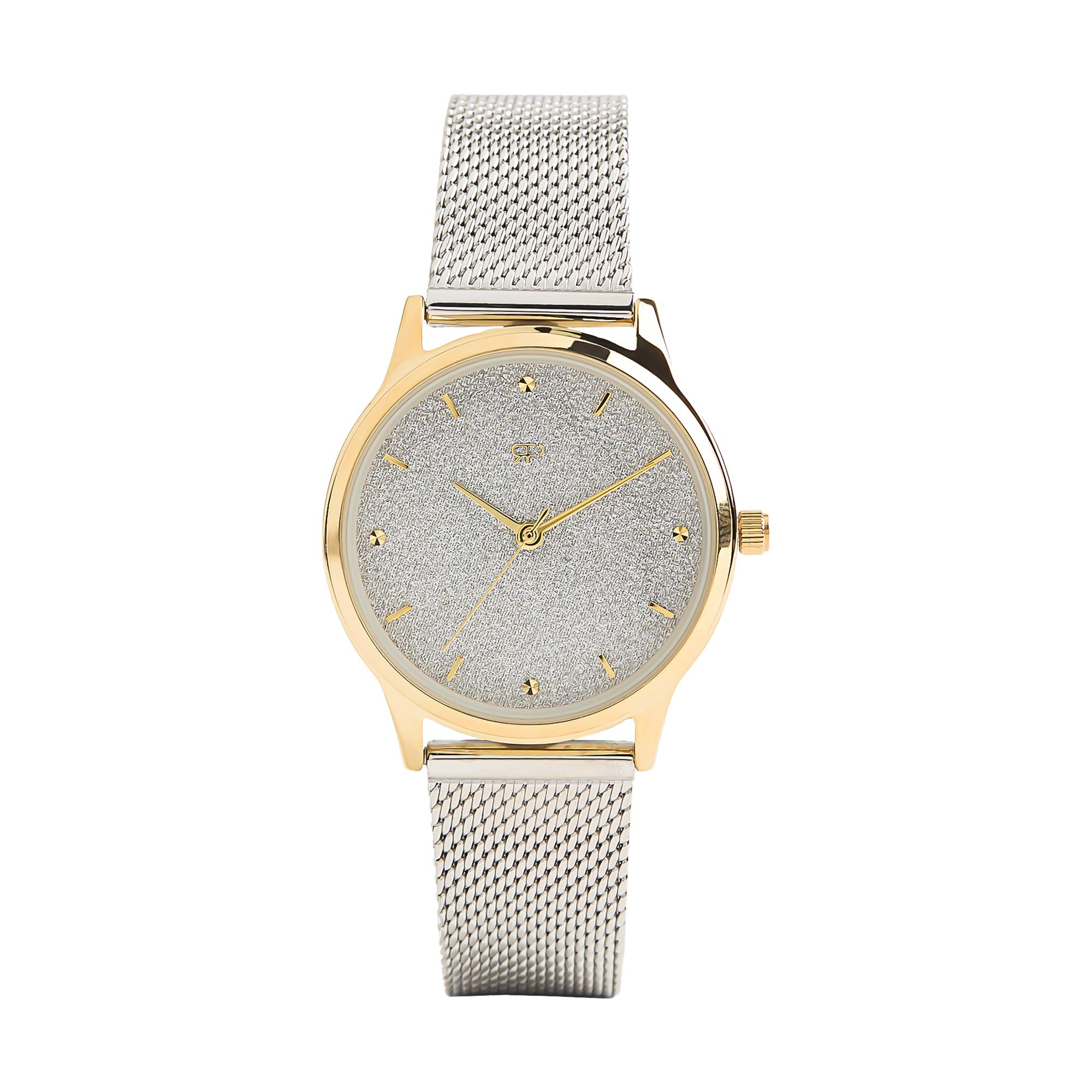 Reloj Pulsera De Malla Metálica Bicolor De Acero