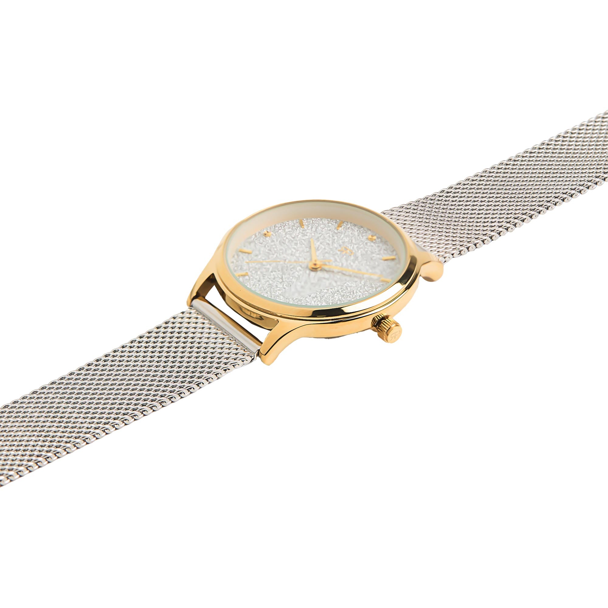 Reloj Pulsera De Malla Metálica Bicolor De Acero