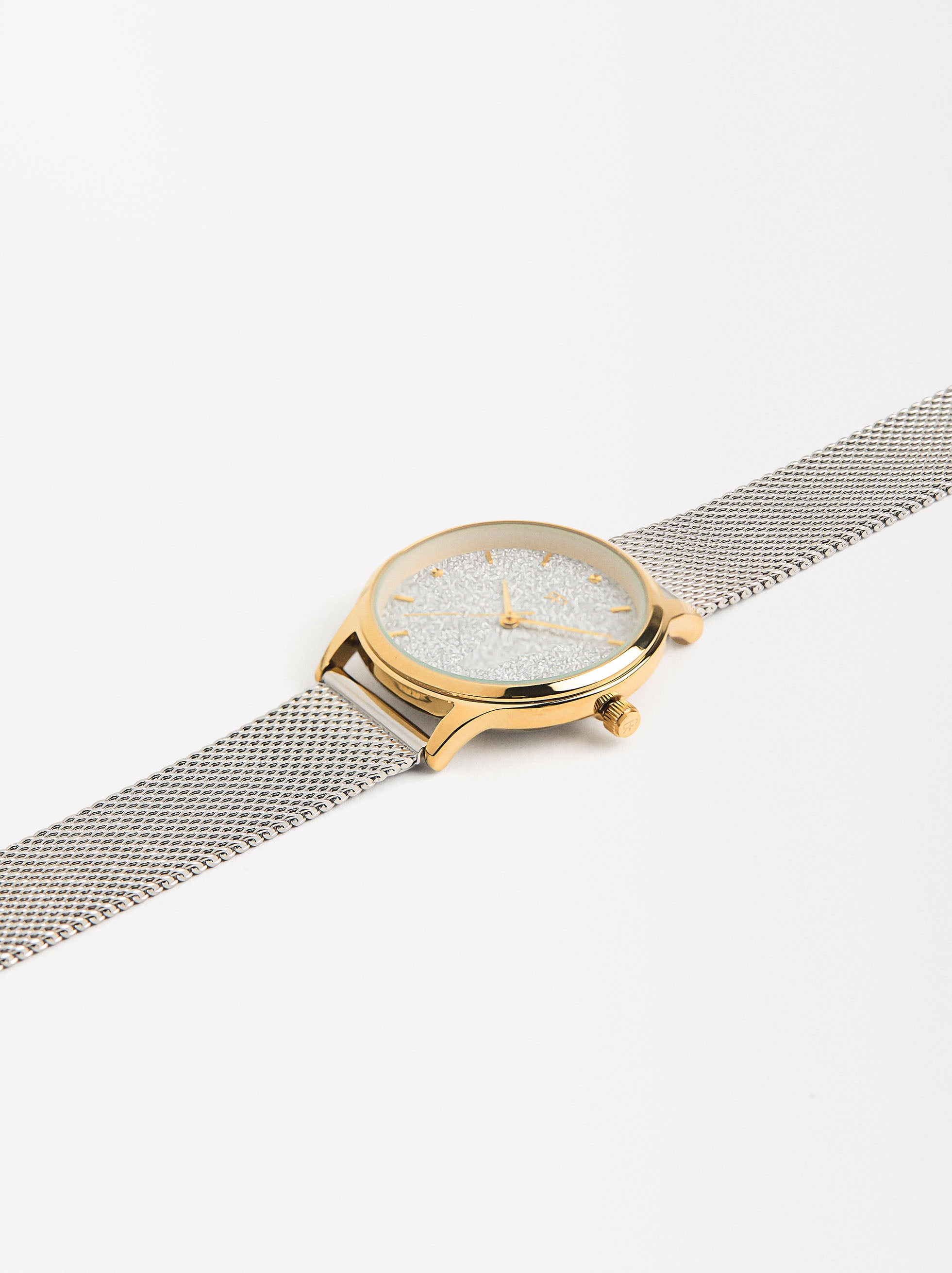 Reloj Pulsera De Malla Metálica Bicolor De Acero