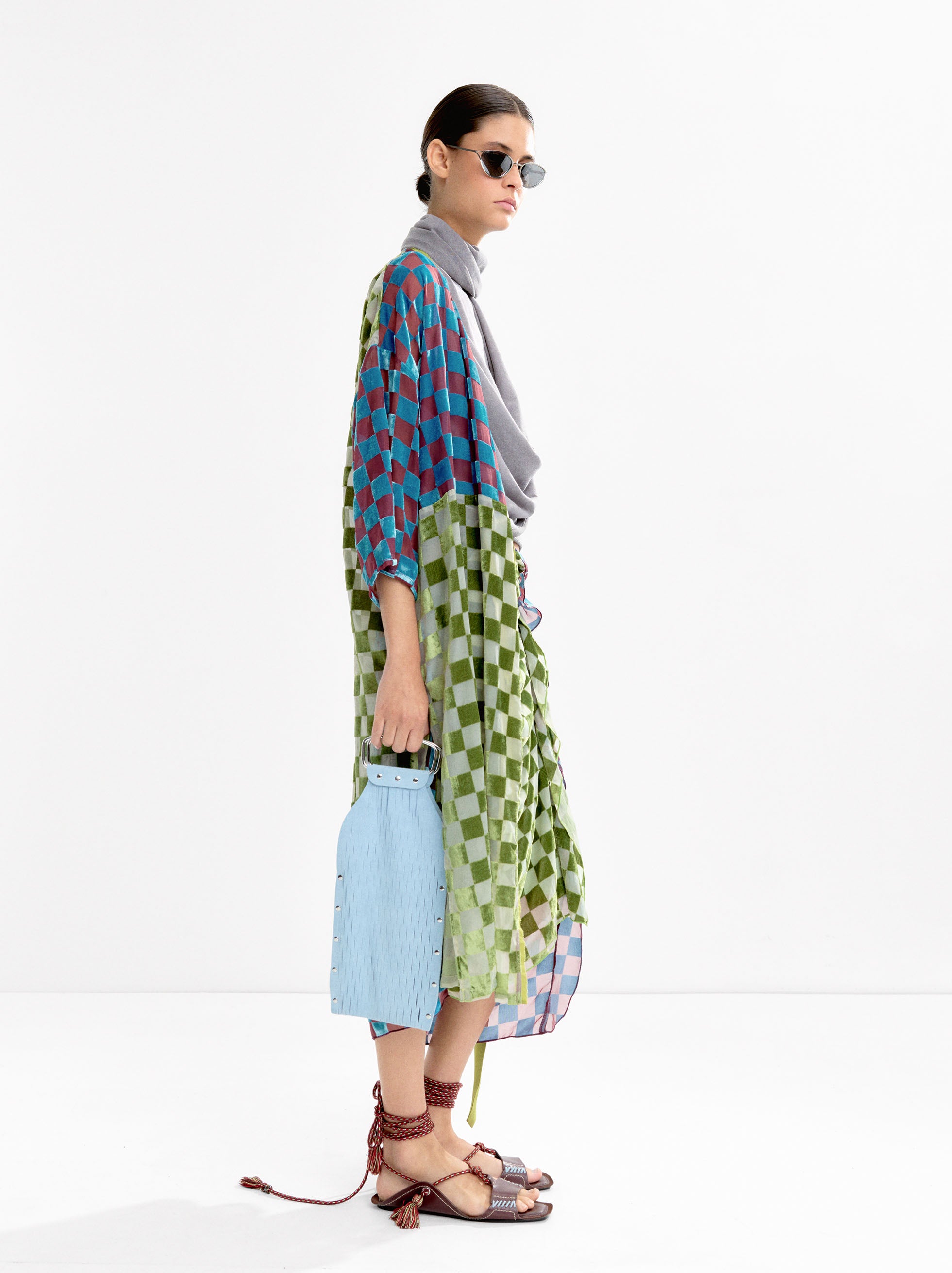 Kimono De Cuadros De Terciopelo