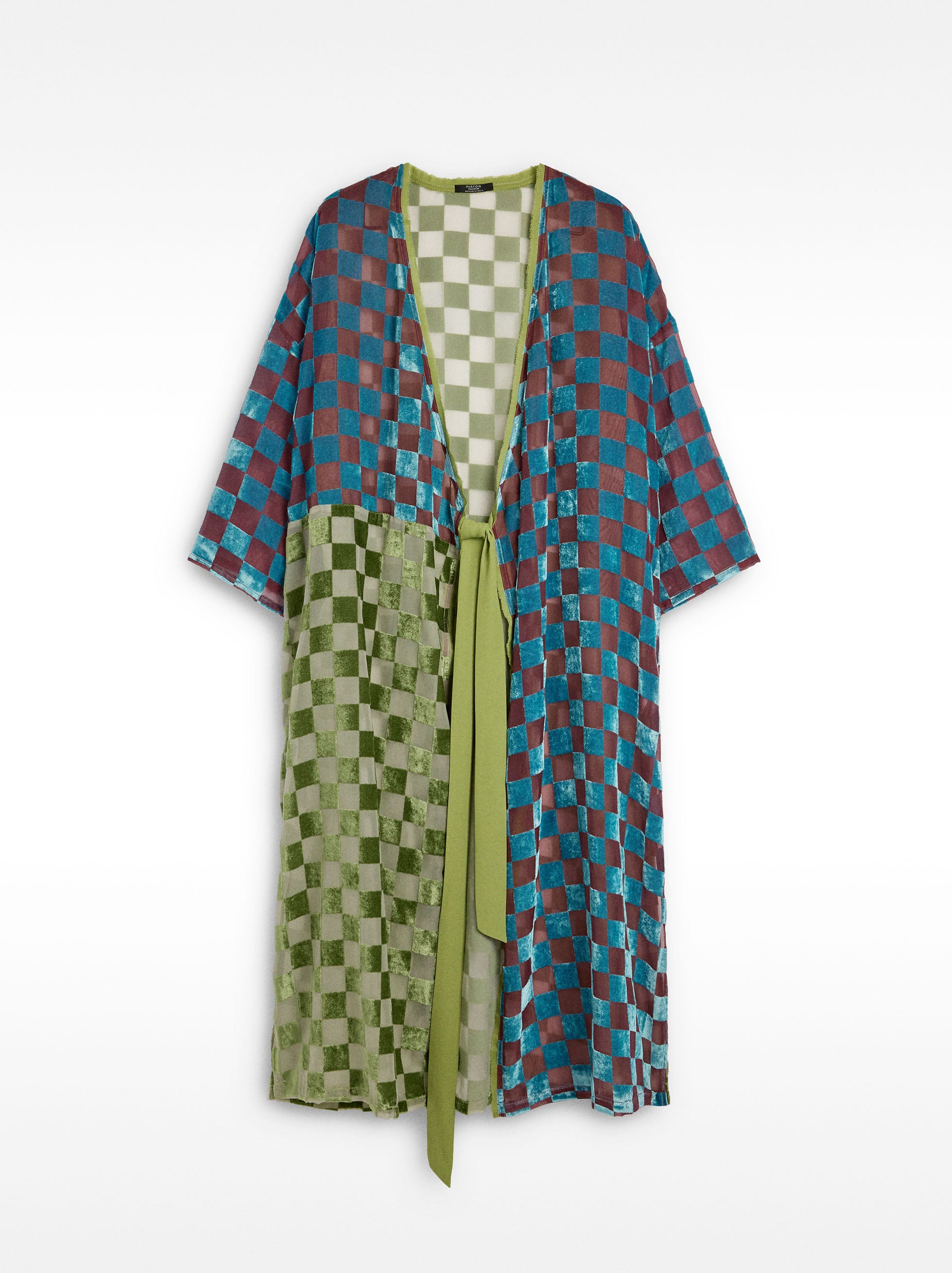 Kimono De Cuadros De Terciopelo