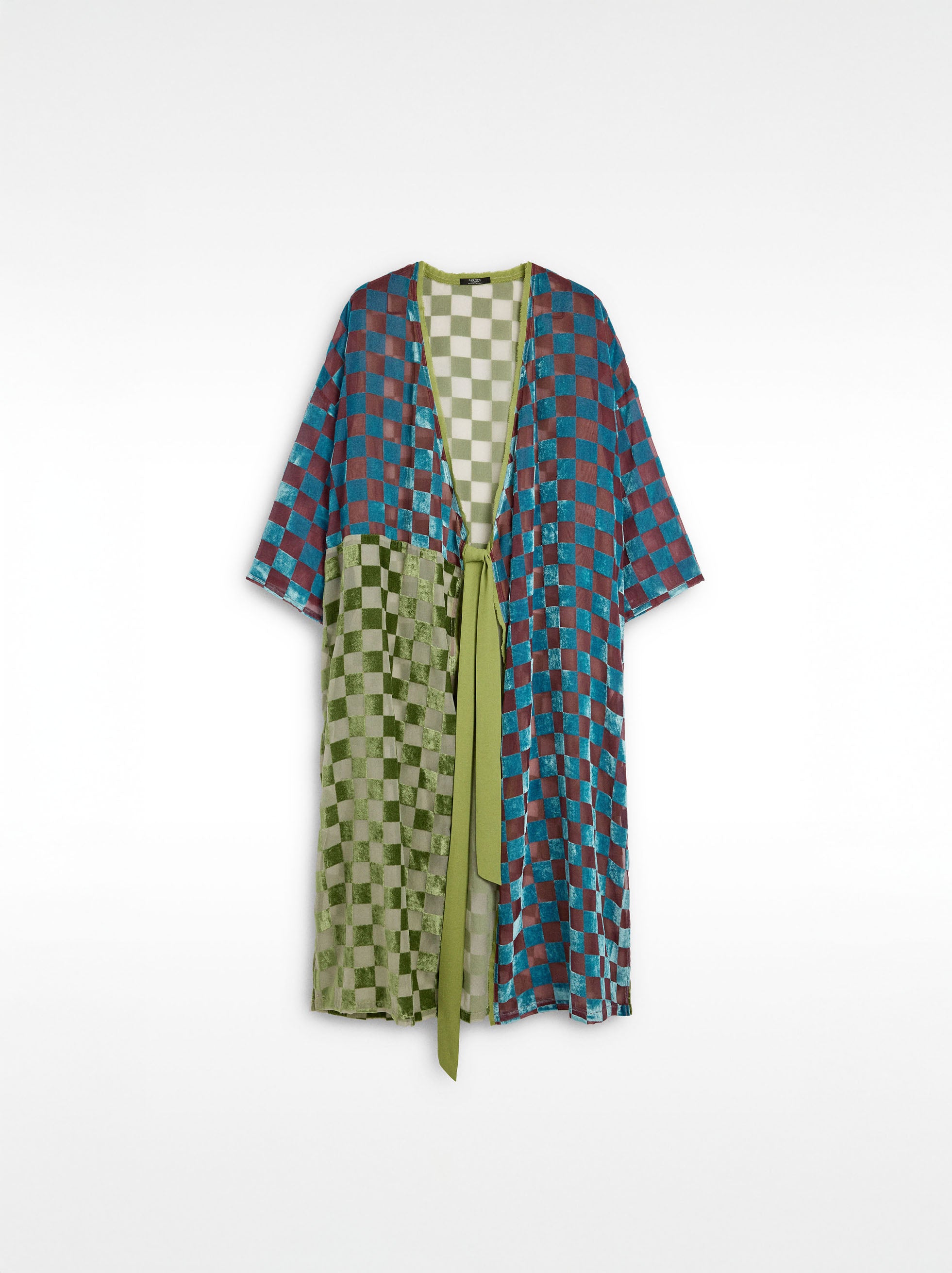 Kimono De Cuadros De Terciopelo