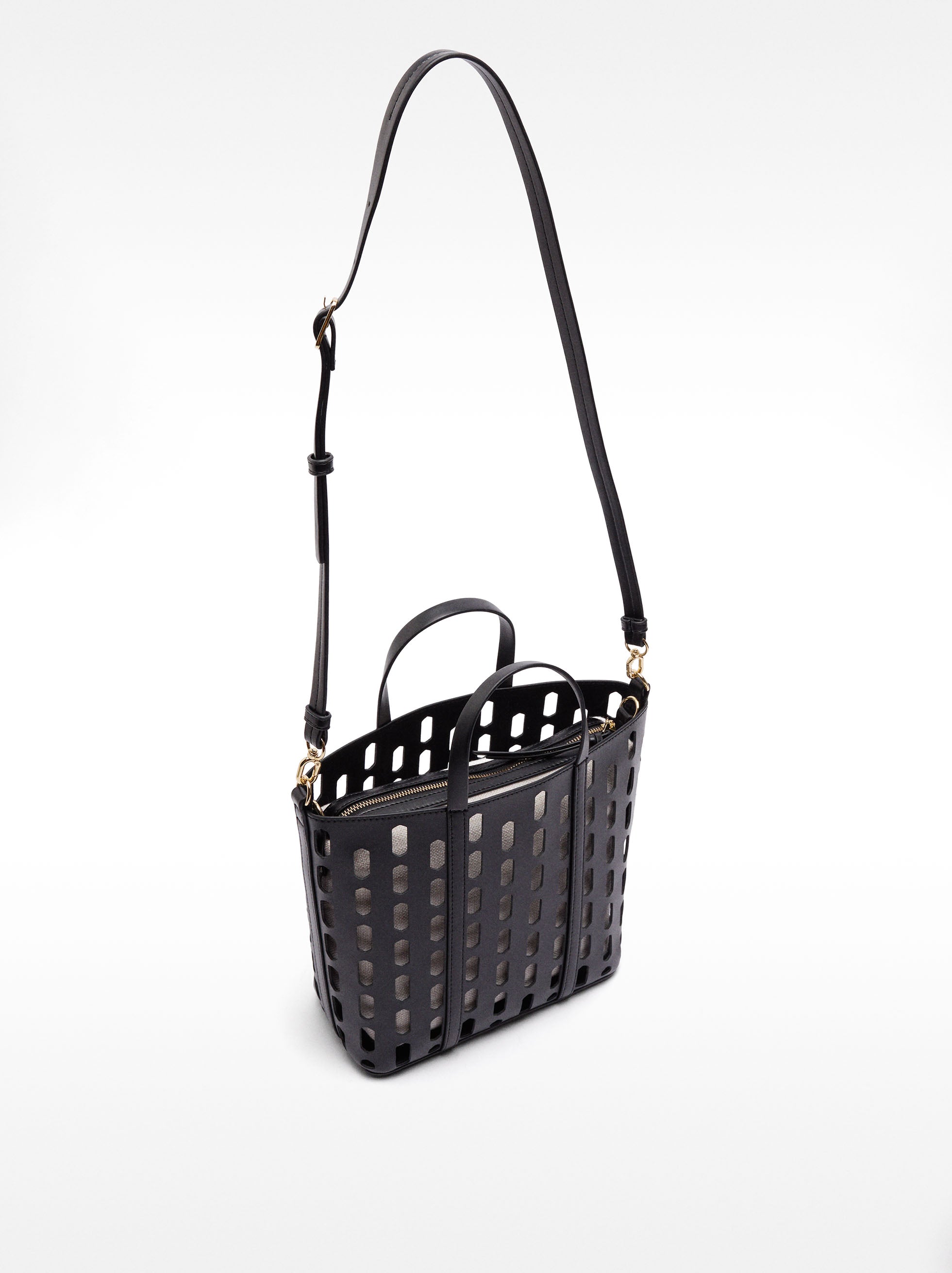 Cartera Tote Perforado Con Cartera Removible