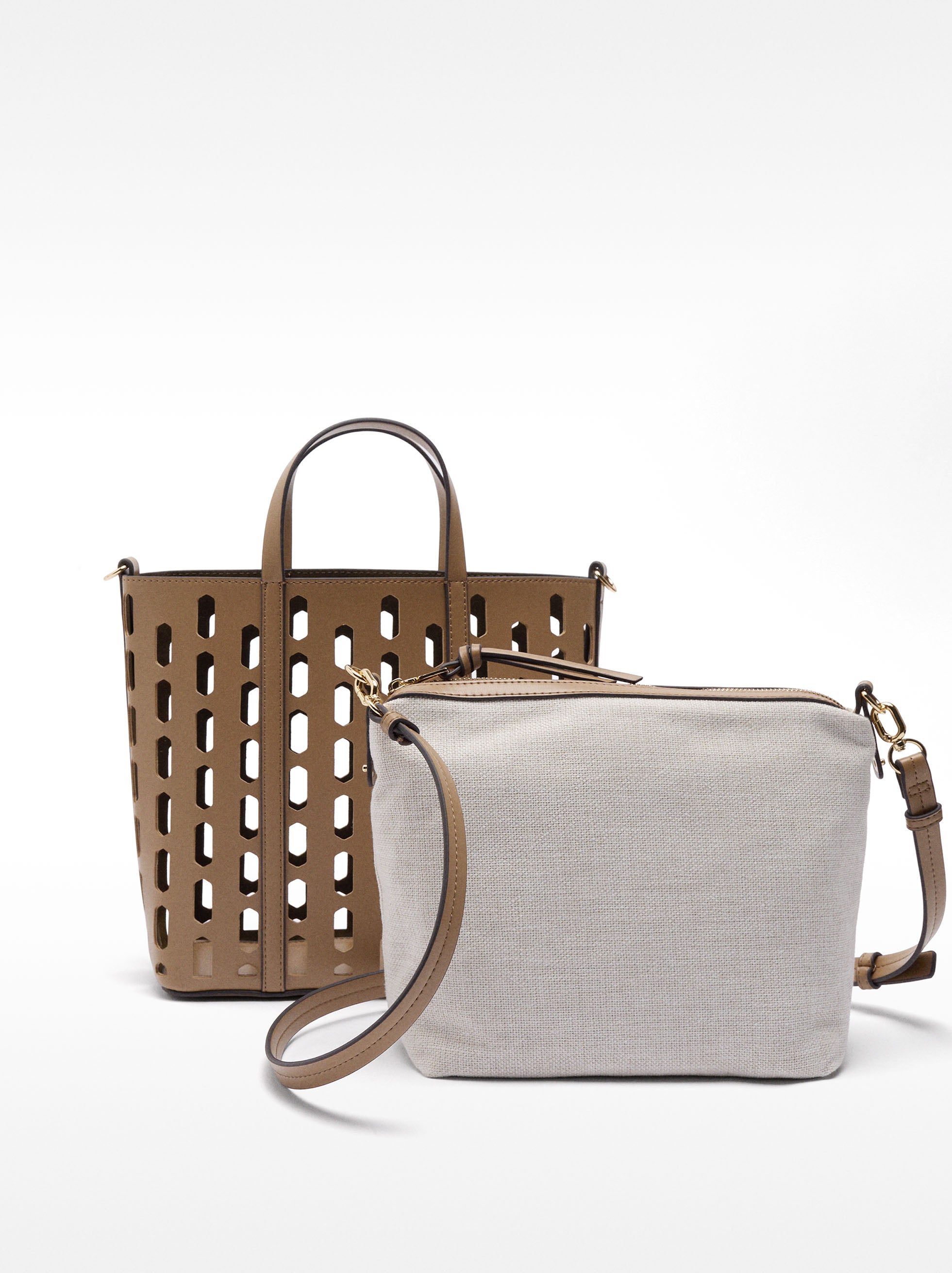 Cartera Tote Perforado Con Cartera Removible