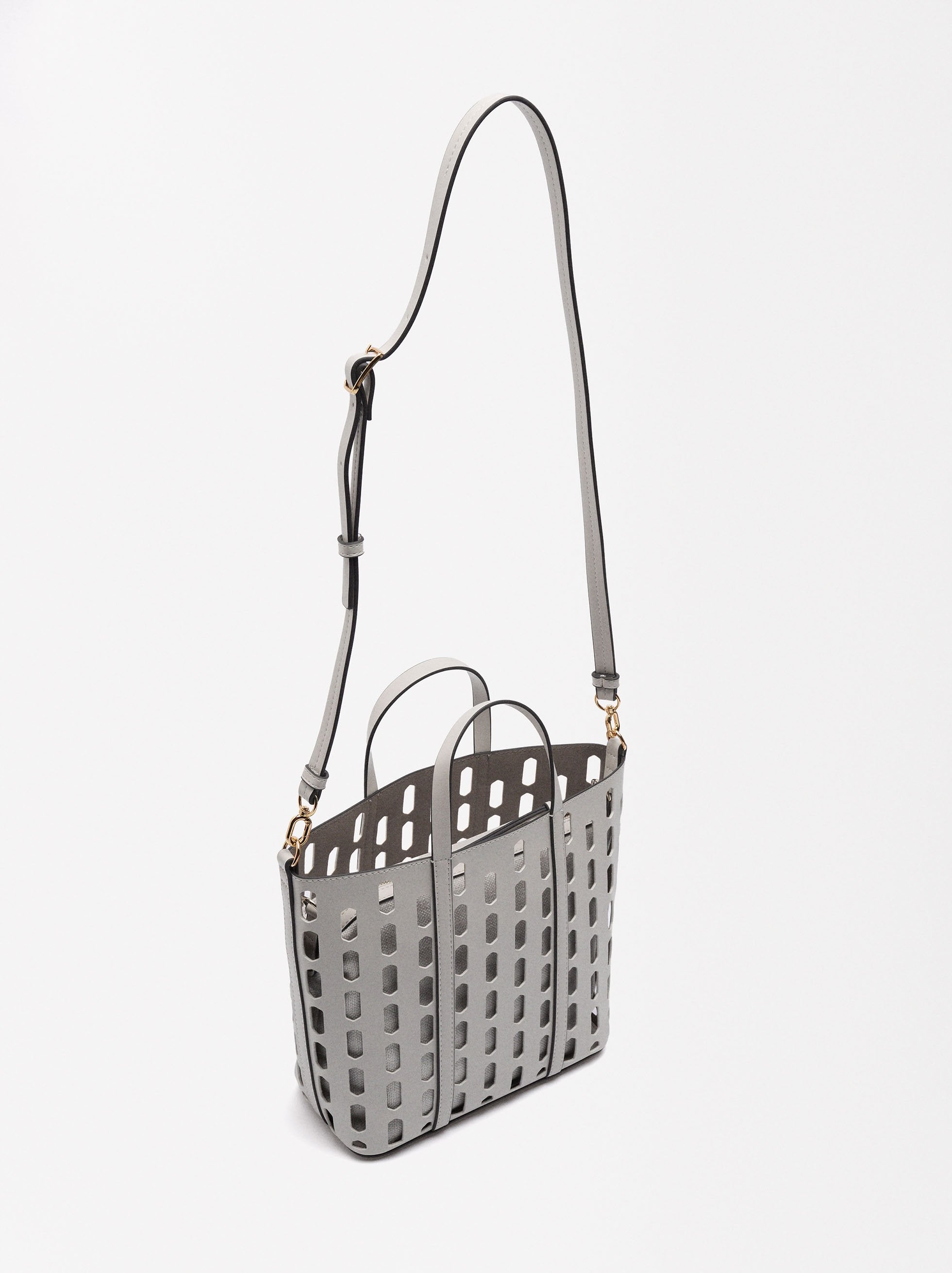 Cartera Tote Perforado Con Cartera Removible