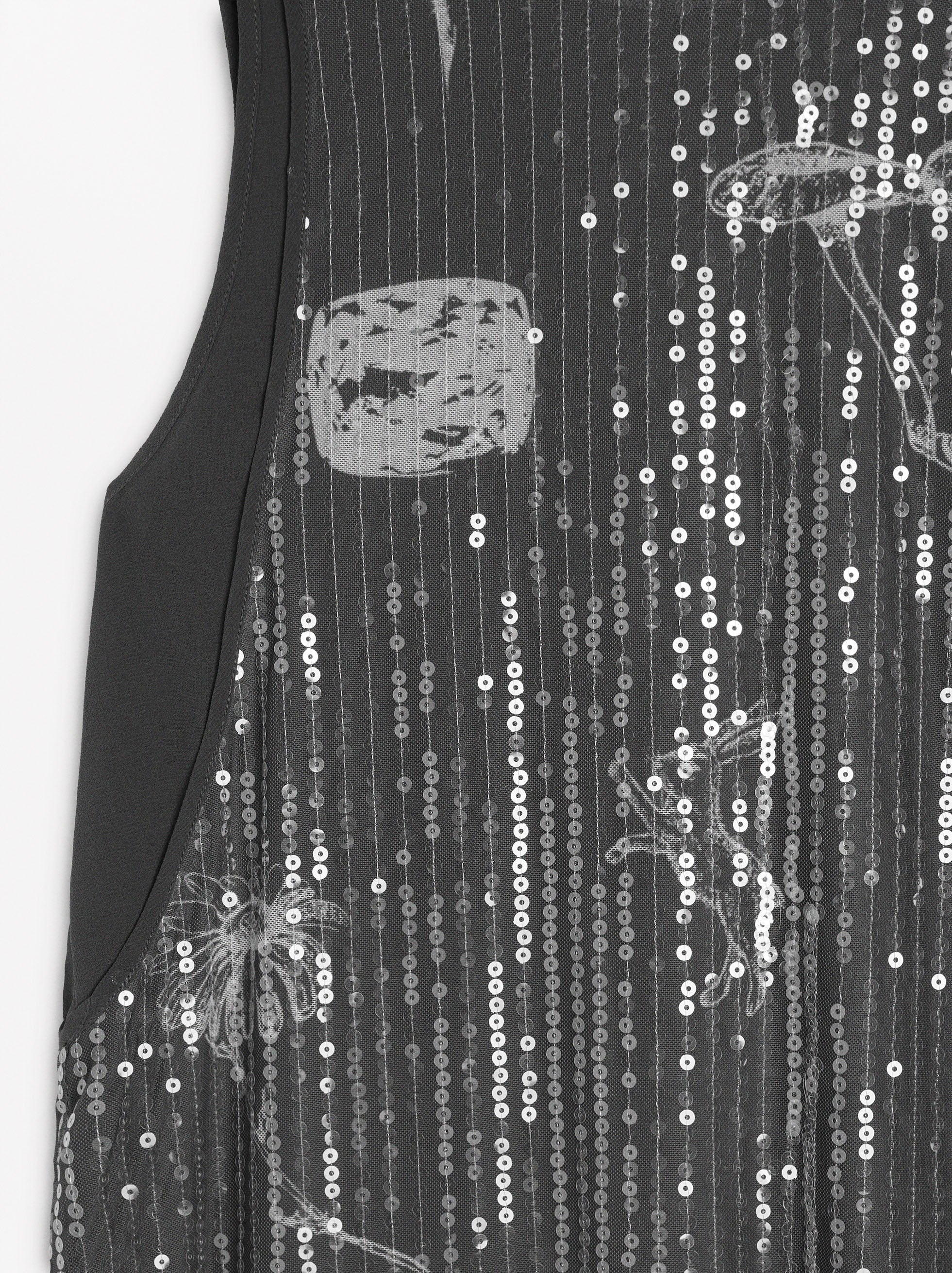 Vestido Estampado Con Lentejuelas
