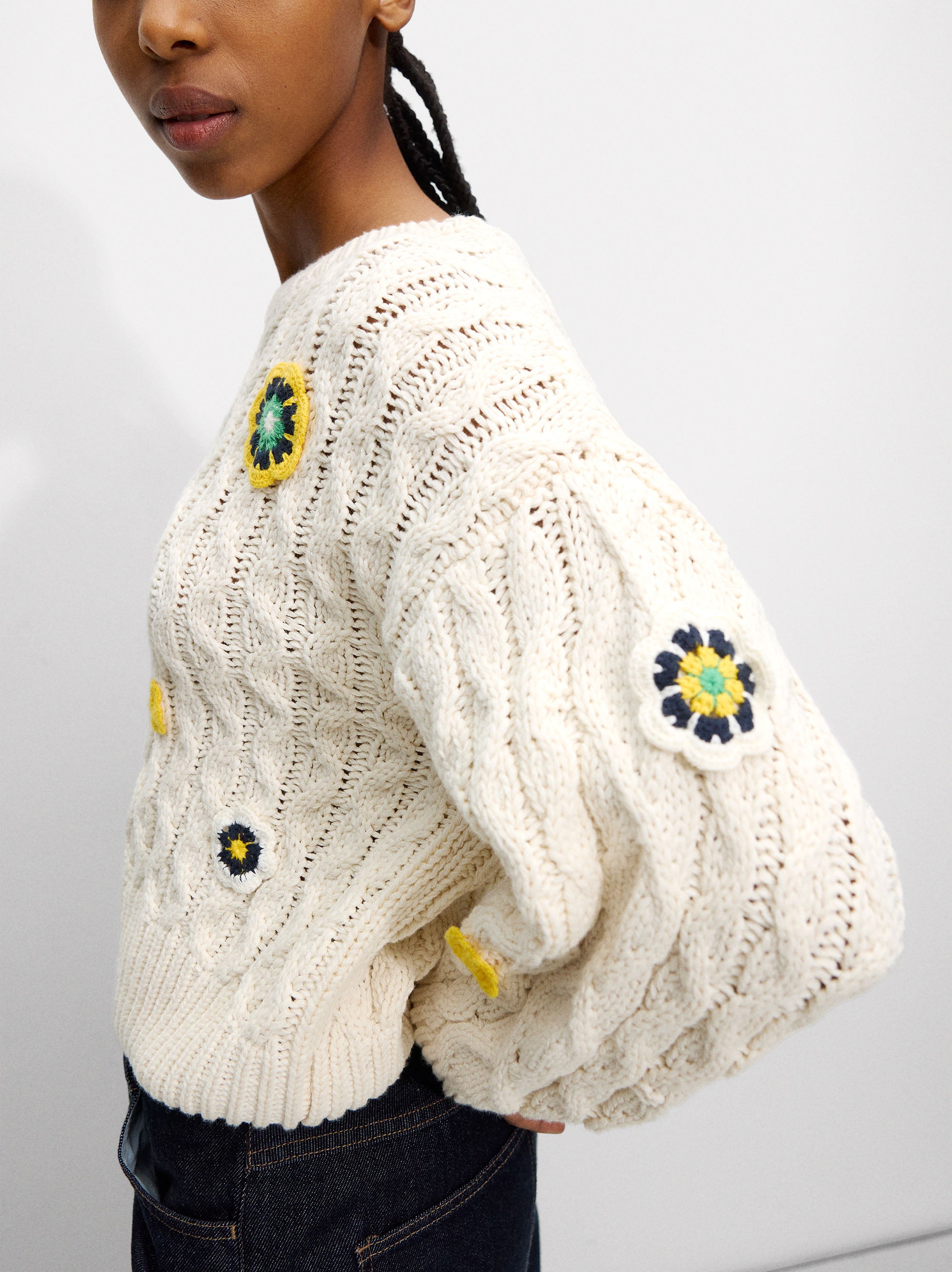 Chompa De Punto Con Flores
