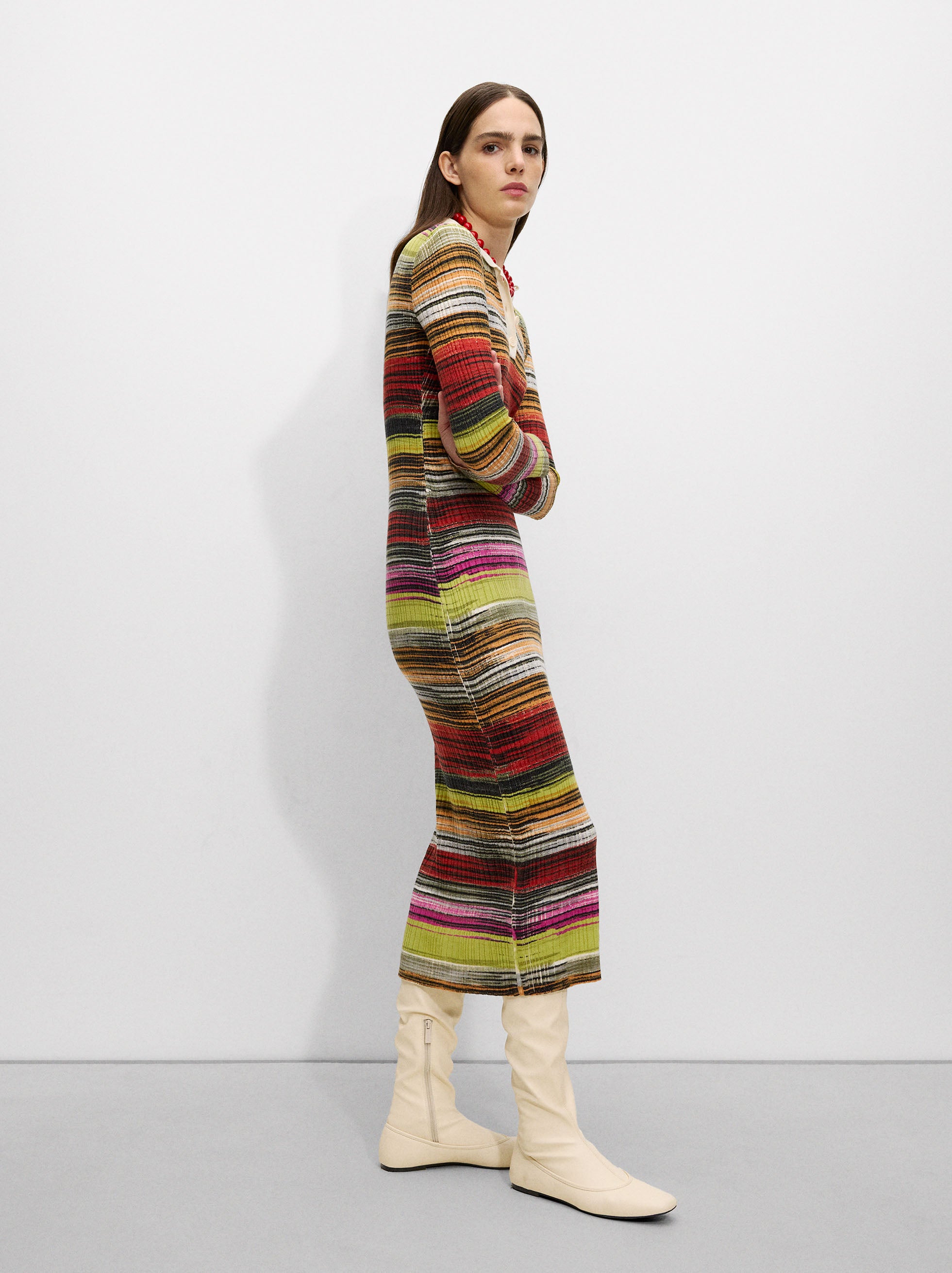 Vestido De Punto A Rayas