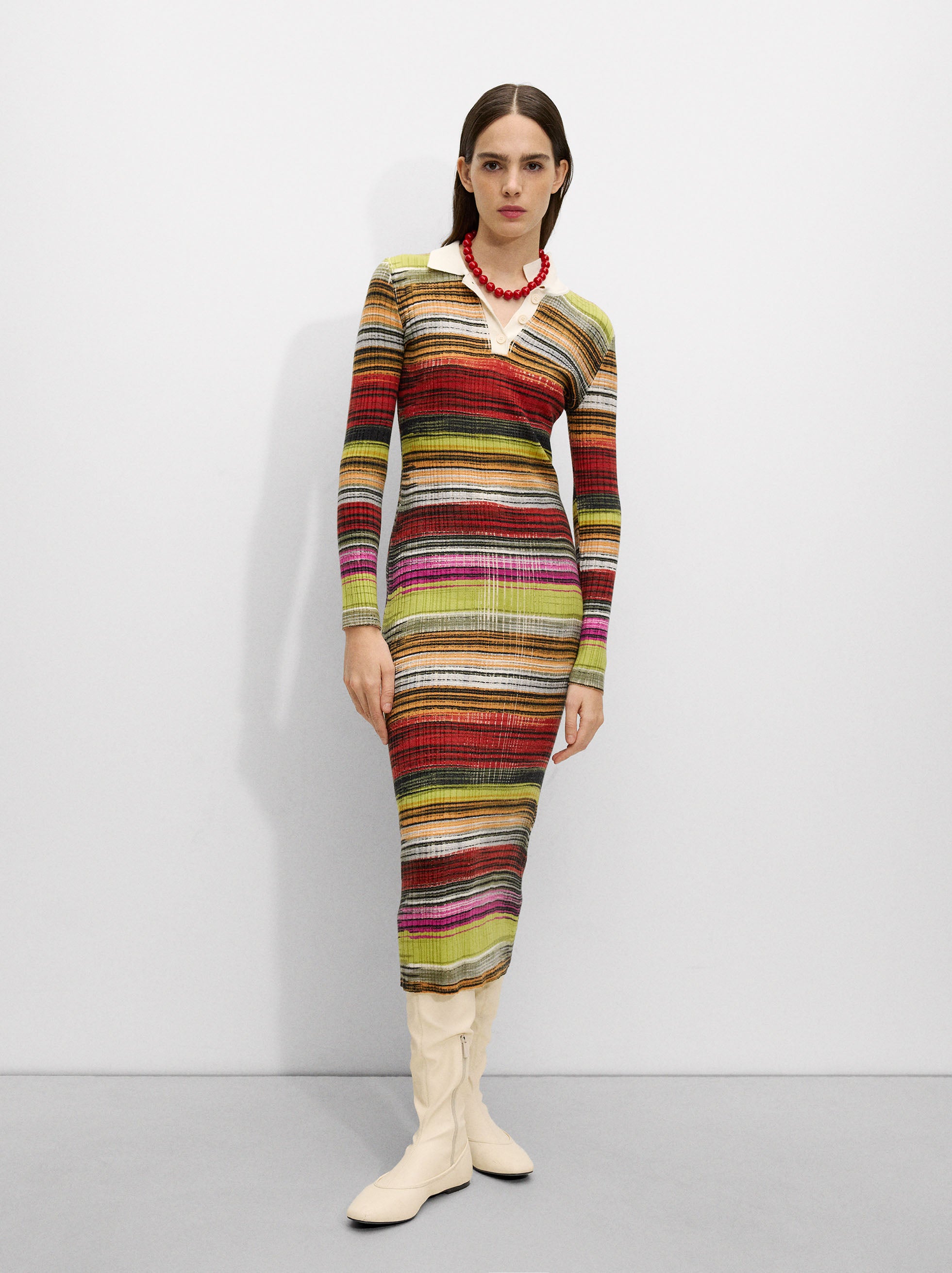 Vestido De Punto A Rayas