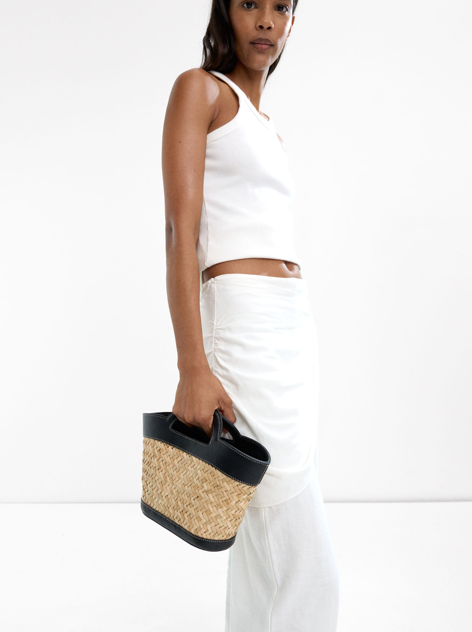 Cesta Tote De Rafia Con Asa Bandolera S