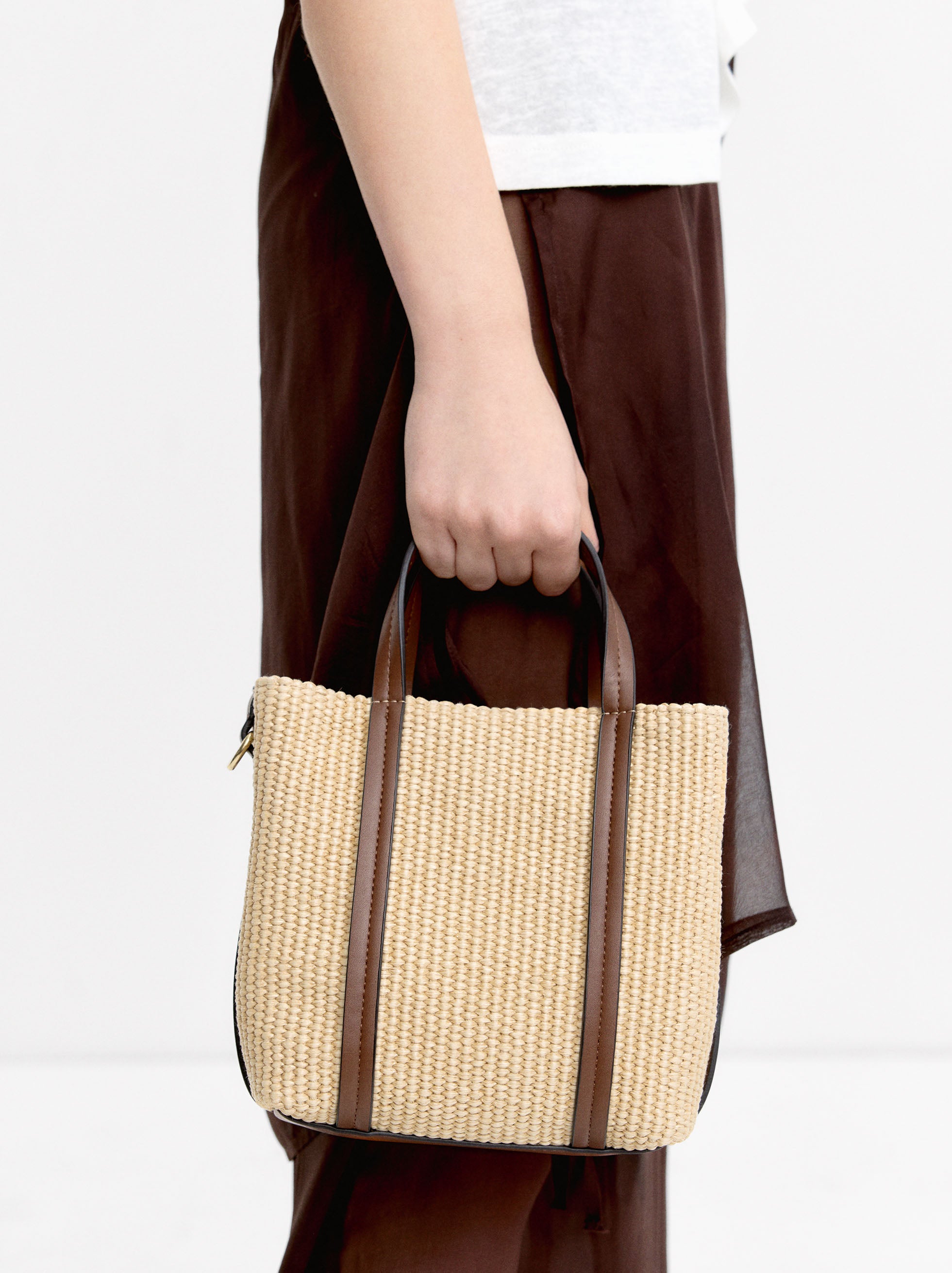 Bolso Tote De Efecto Rafia