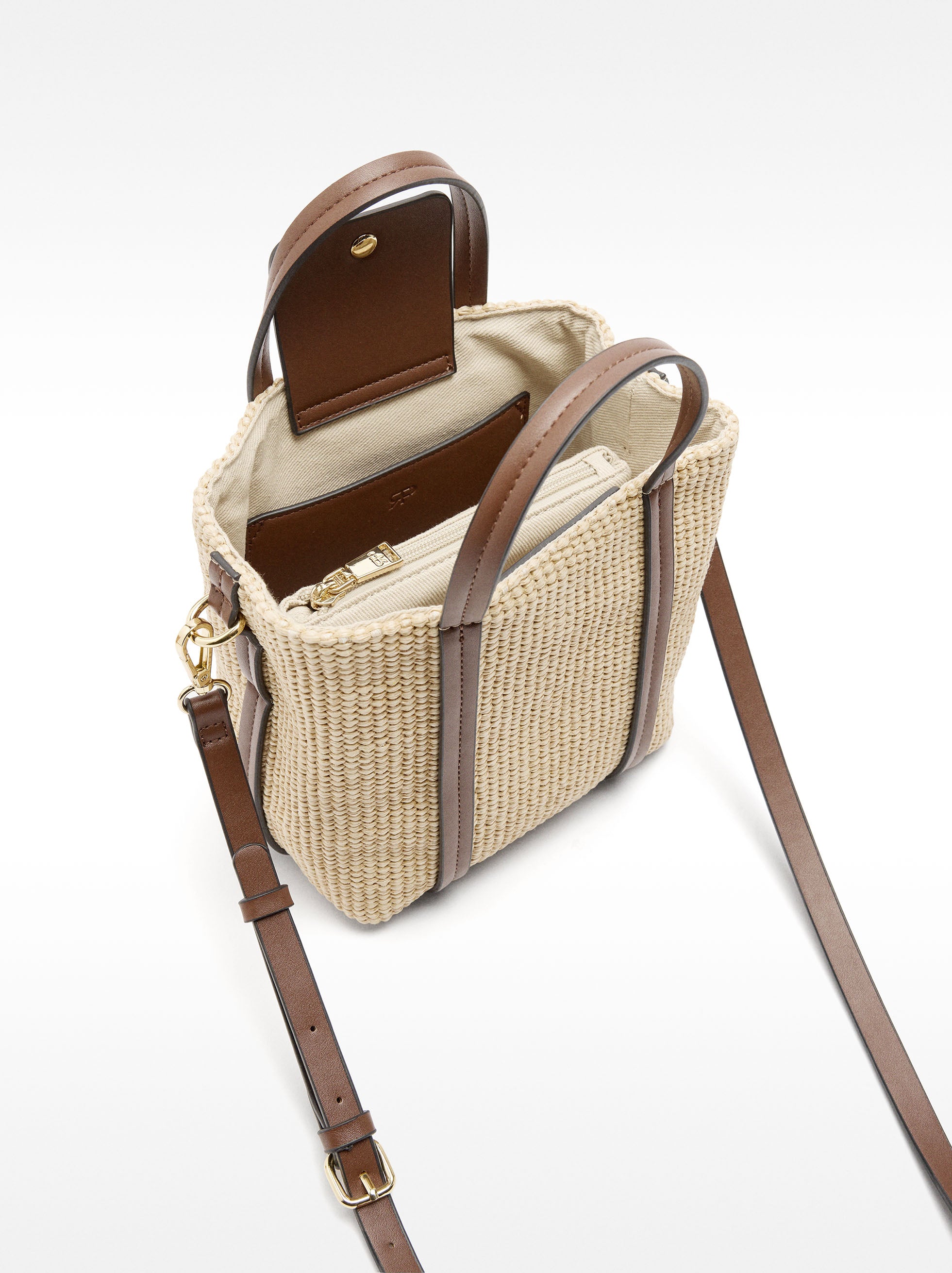 Bolso Tote De Efecto Rafia