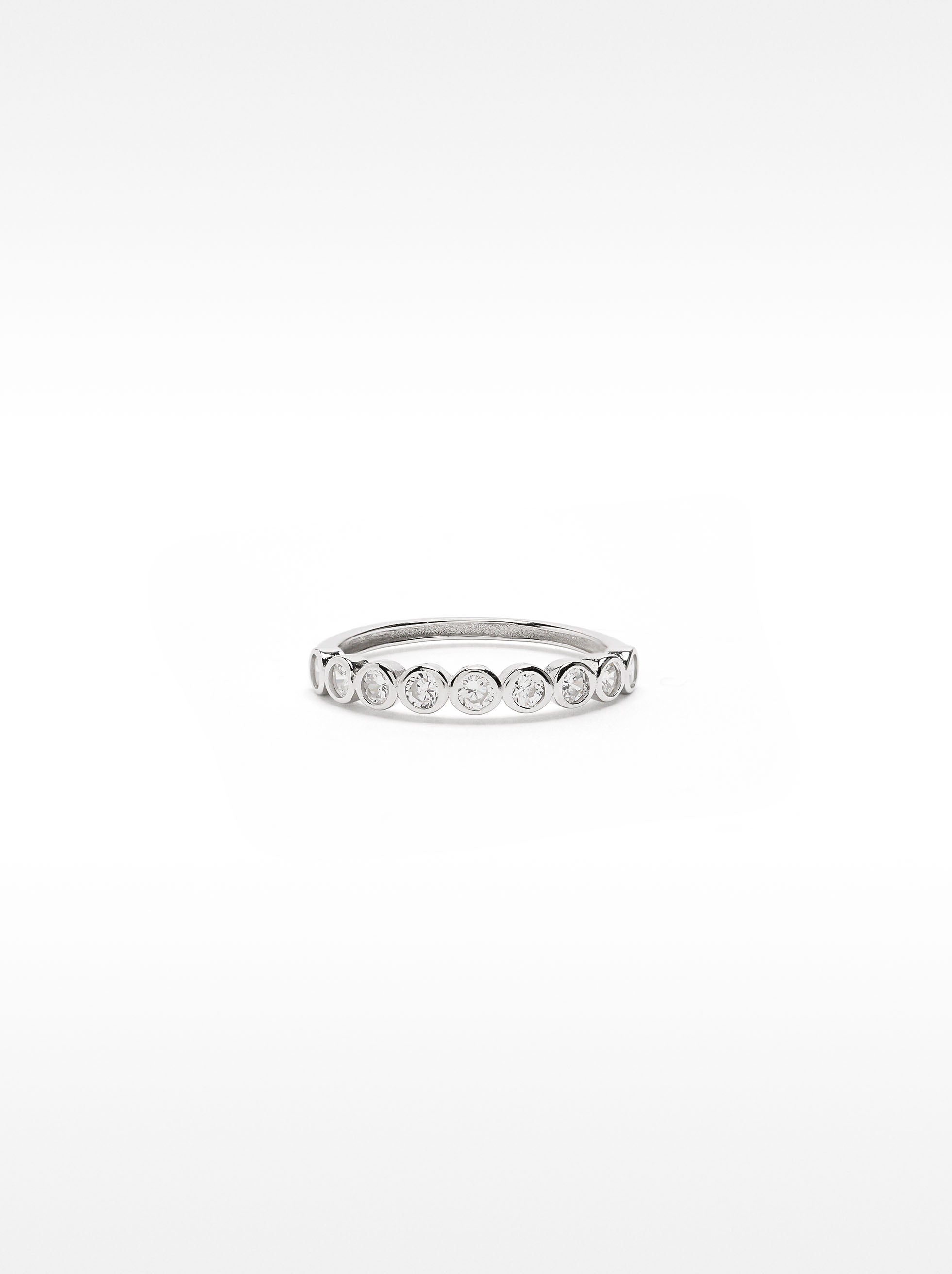 Anillo Con Cristales - Plata De Ley 925