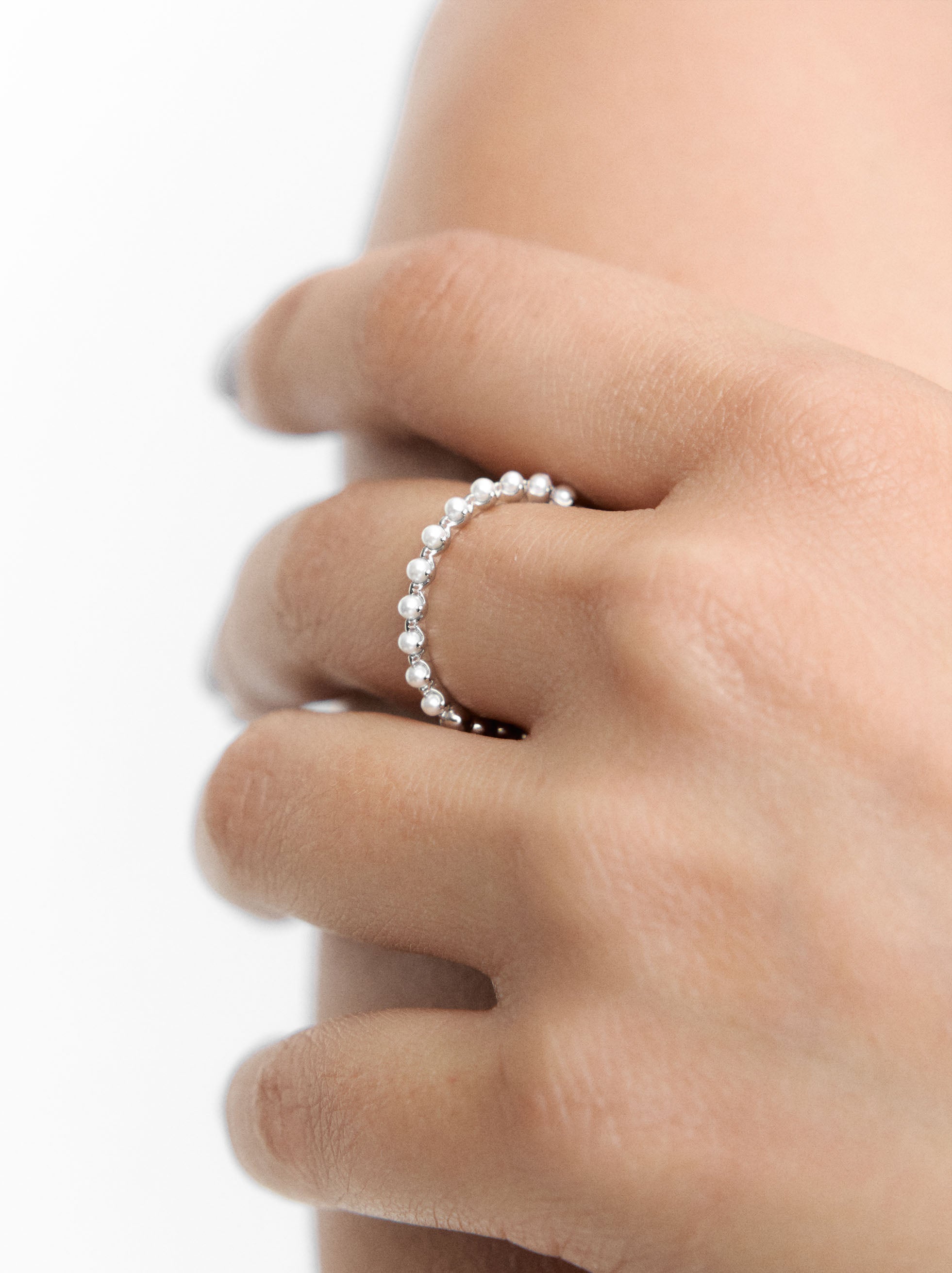 Anillo Con Esferas - Plata De Ley 925