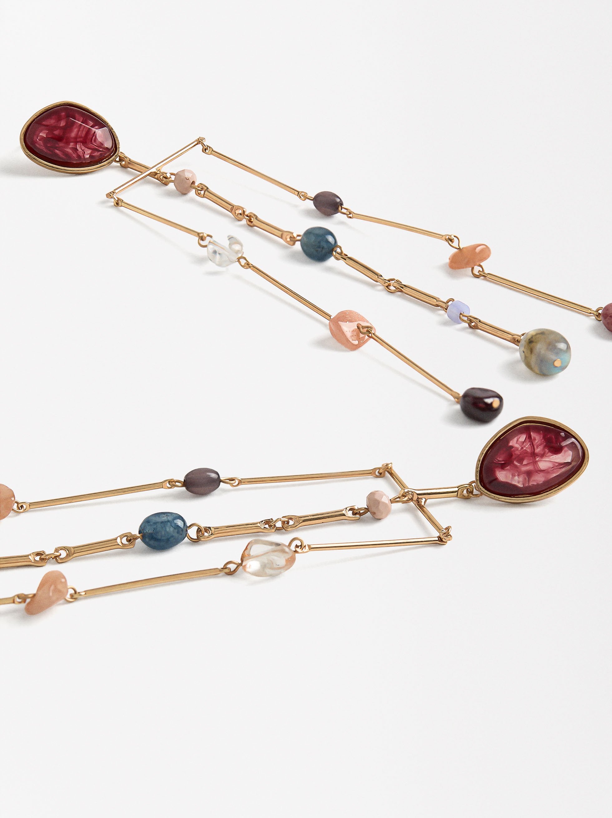 Aretes Largos Con Piedras