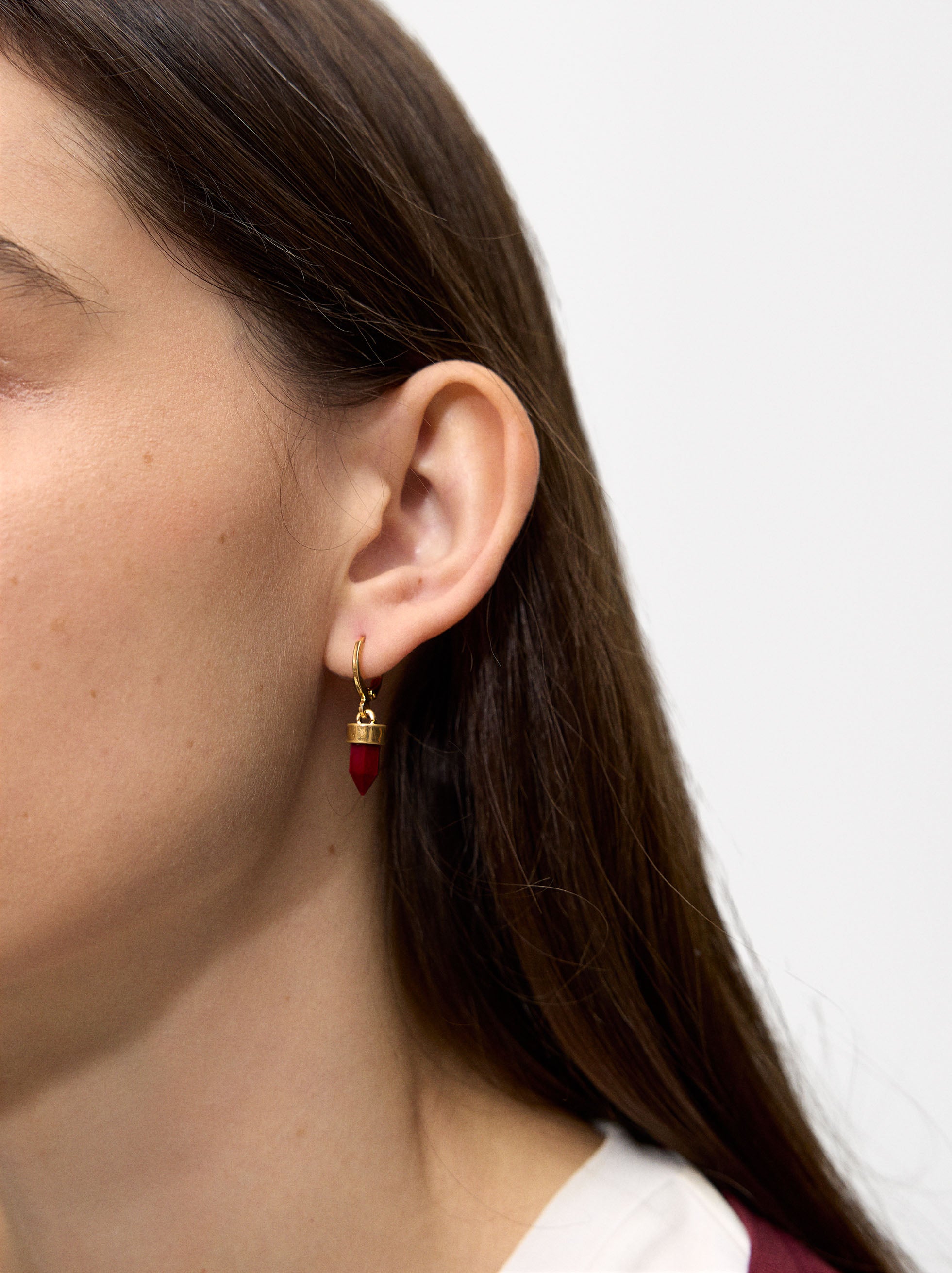 Aretes Con Colgante Efecto Piedra