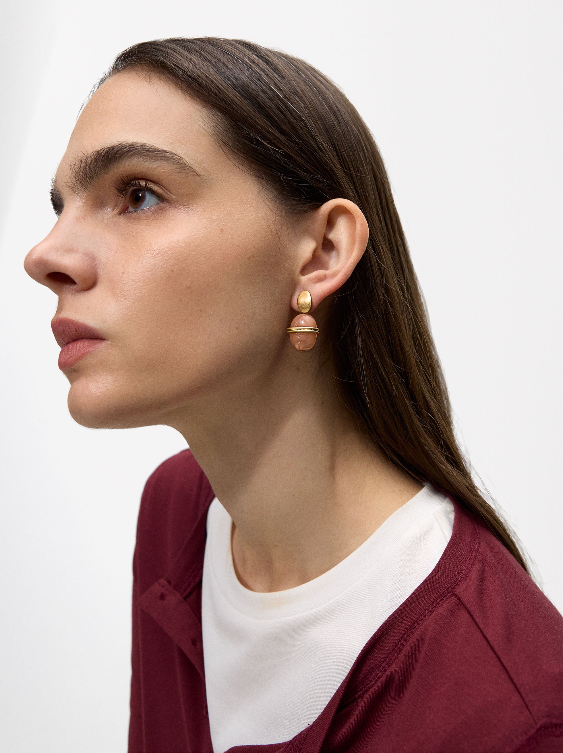 Aretes Ovalados Efecto Piedra