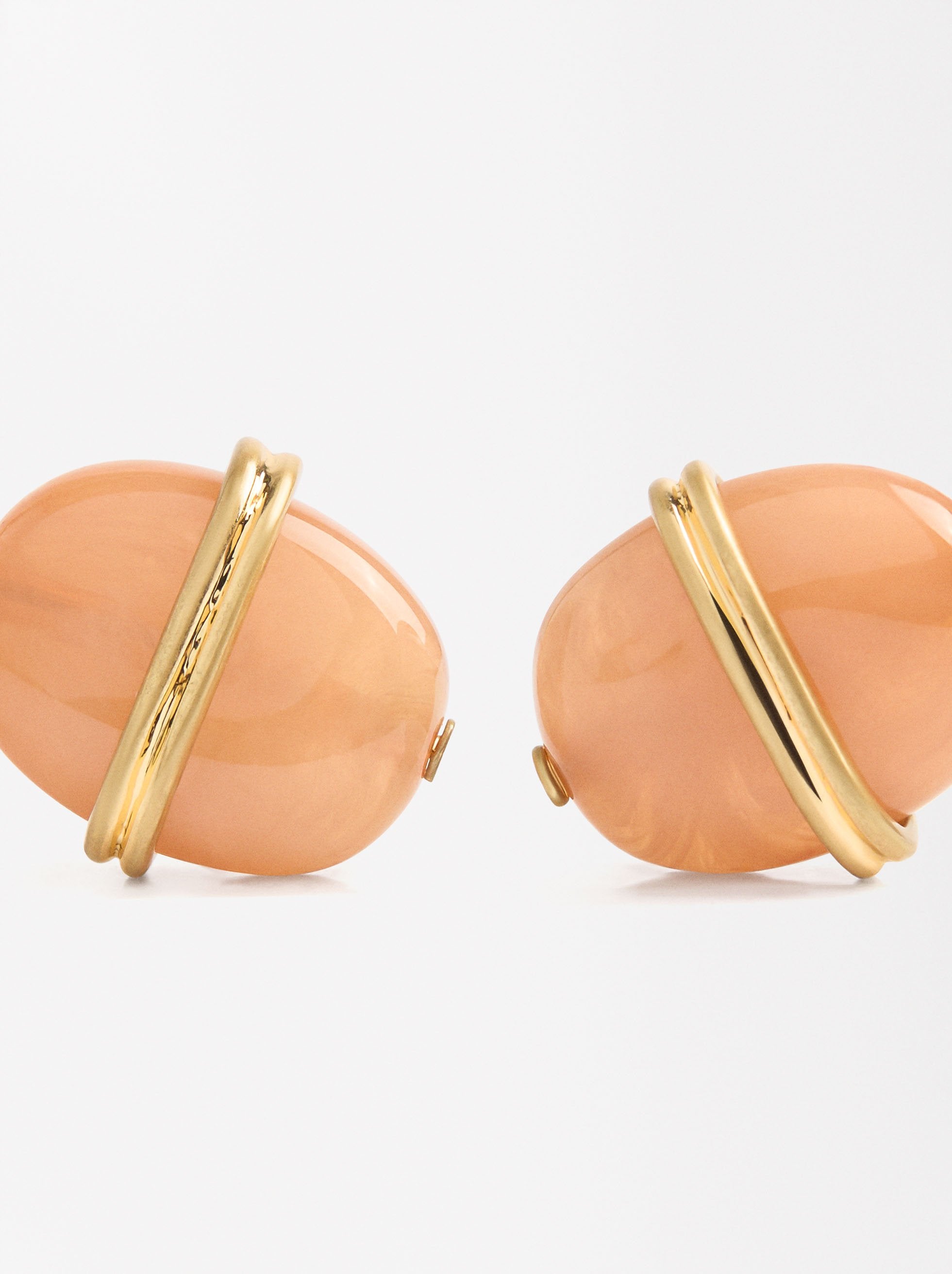 Aretes Ovalados Efecto Piedra