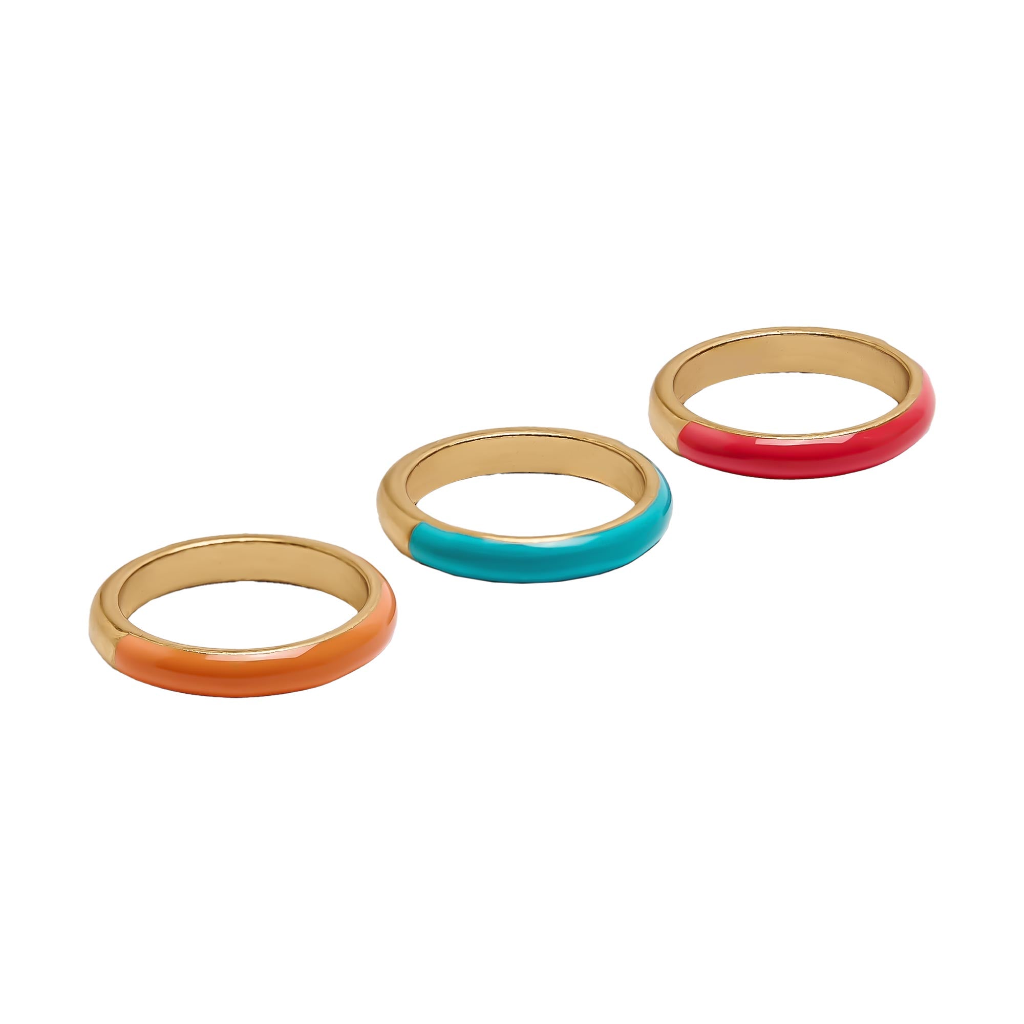 Set De Anillos Con Esmaltado