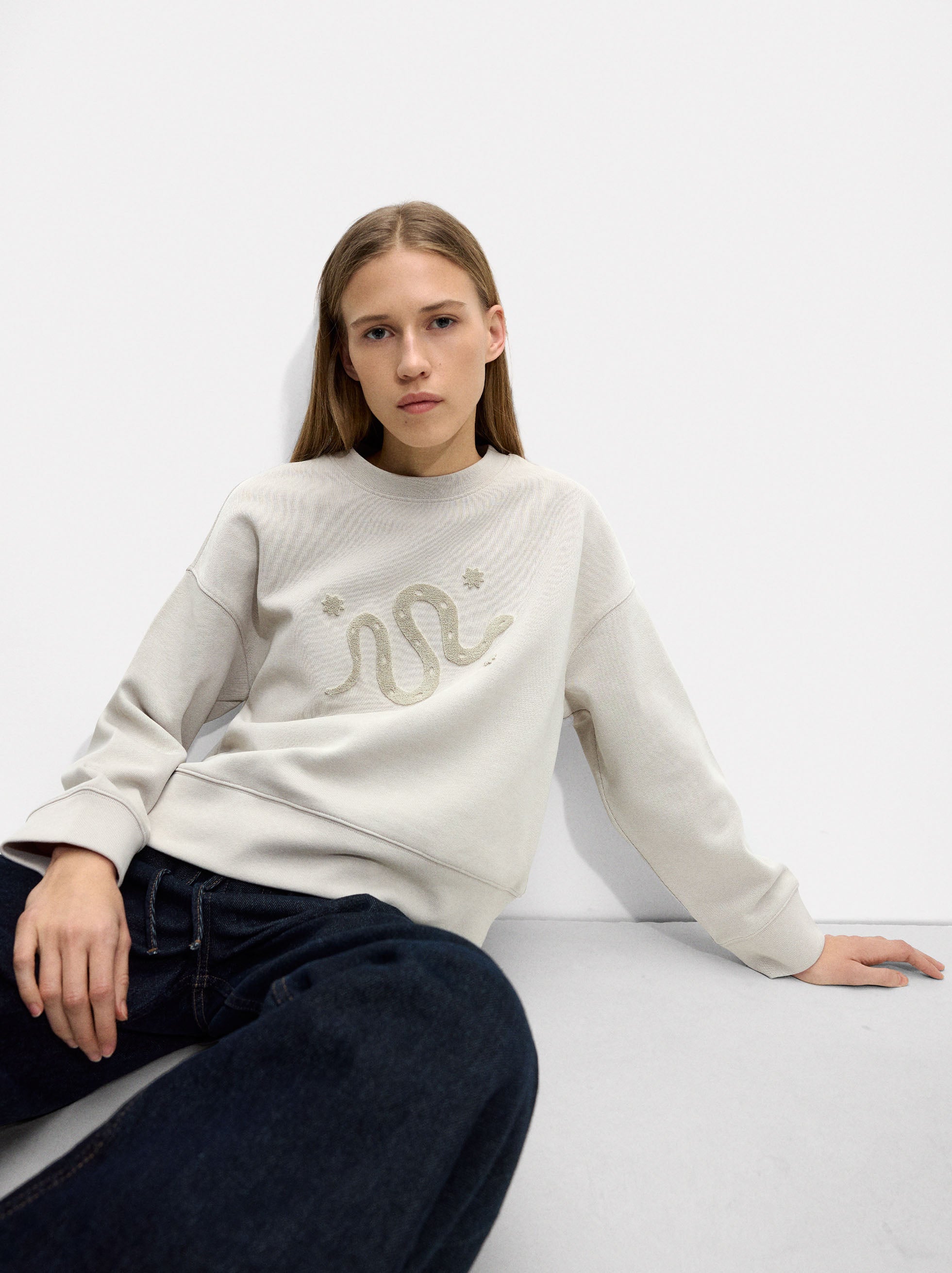 Sudadera De Algodón Con Aplique